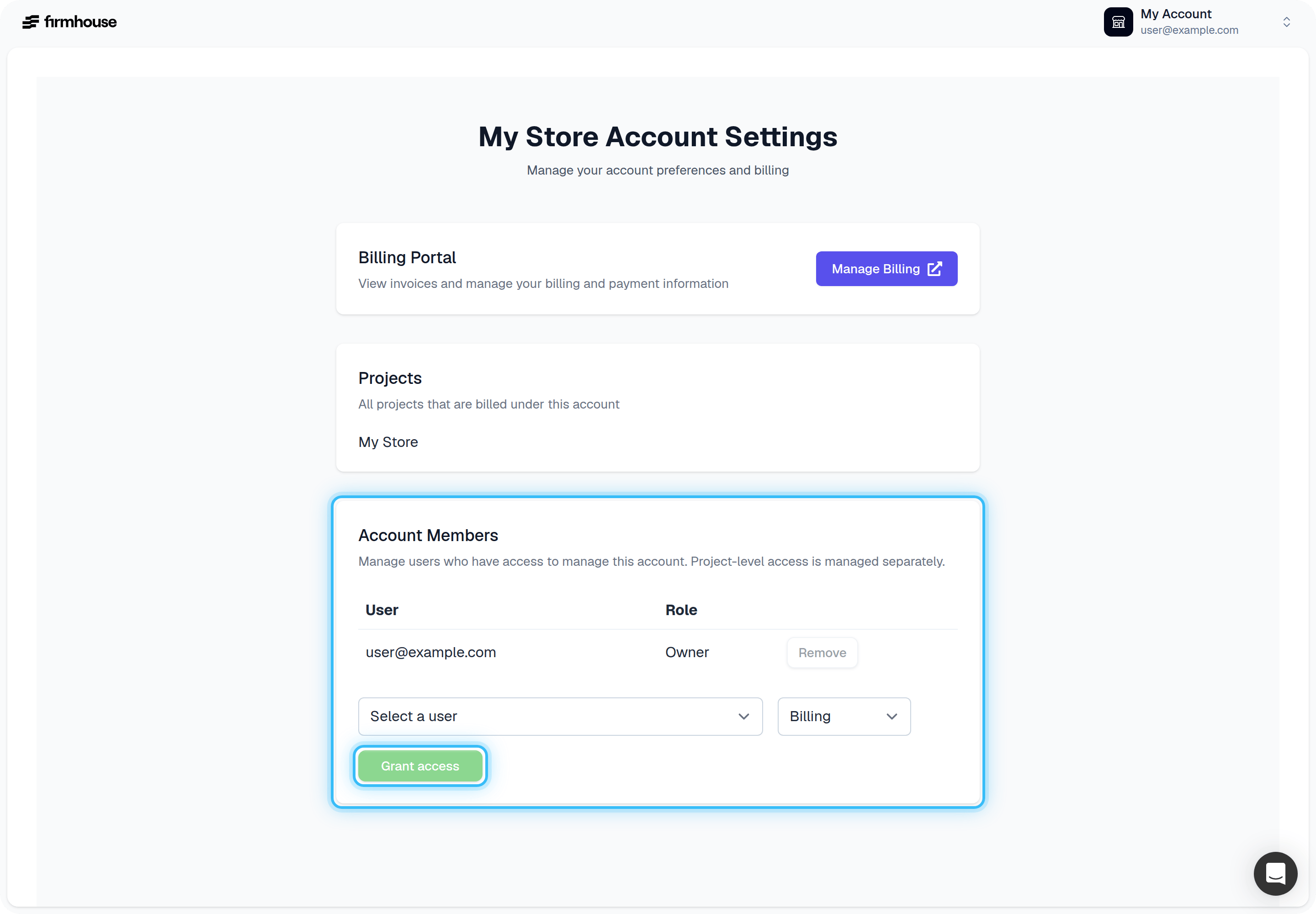 Account Members Section