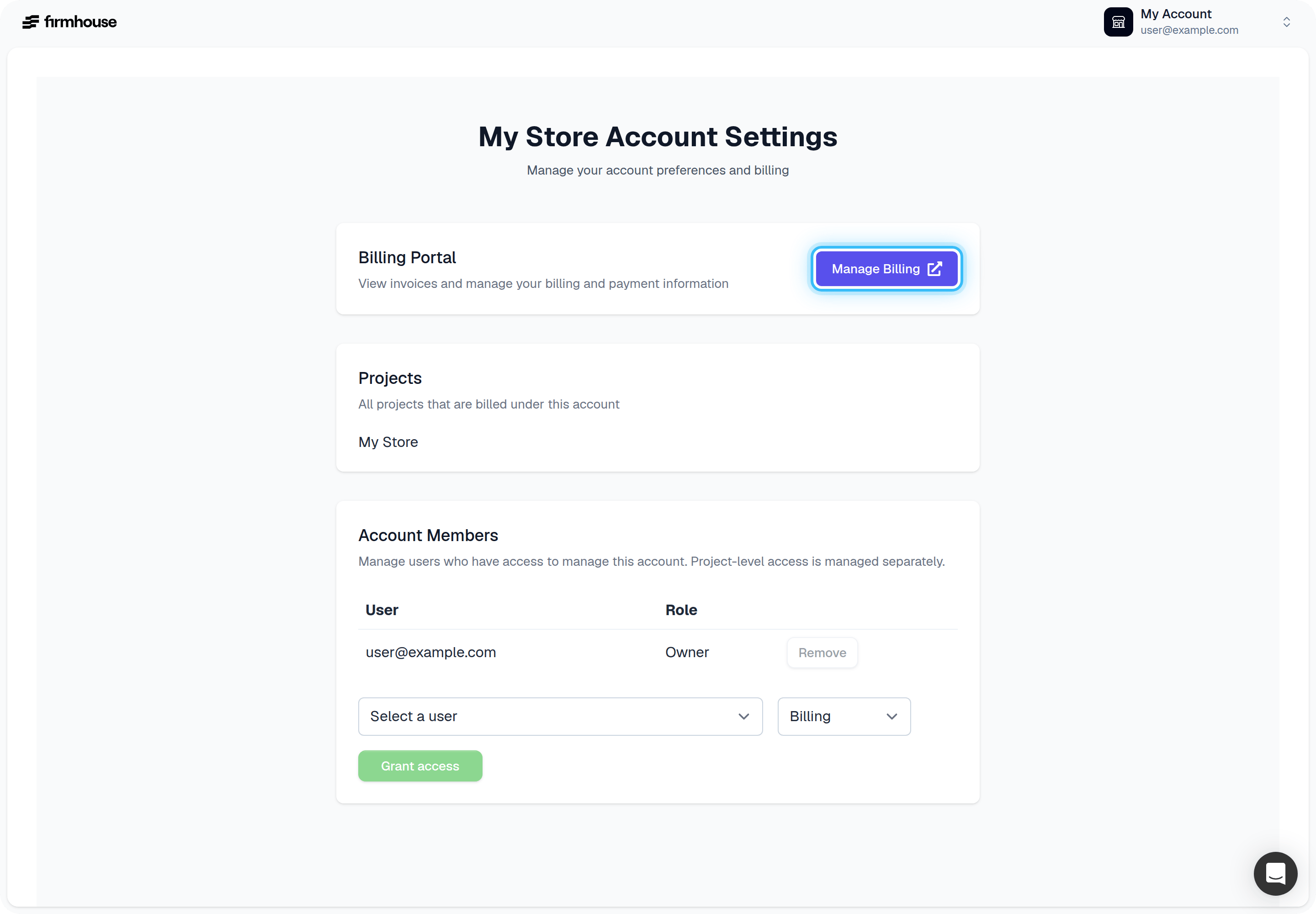 Account Settings with Billing Portal