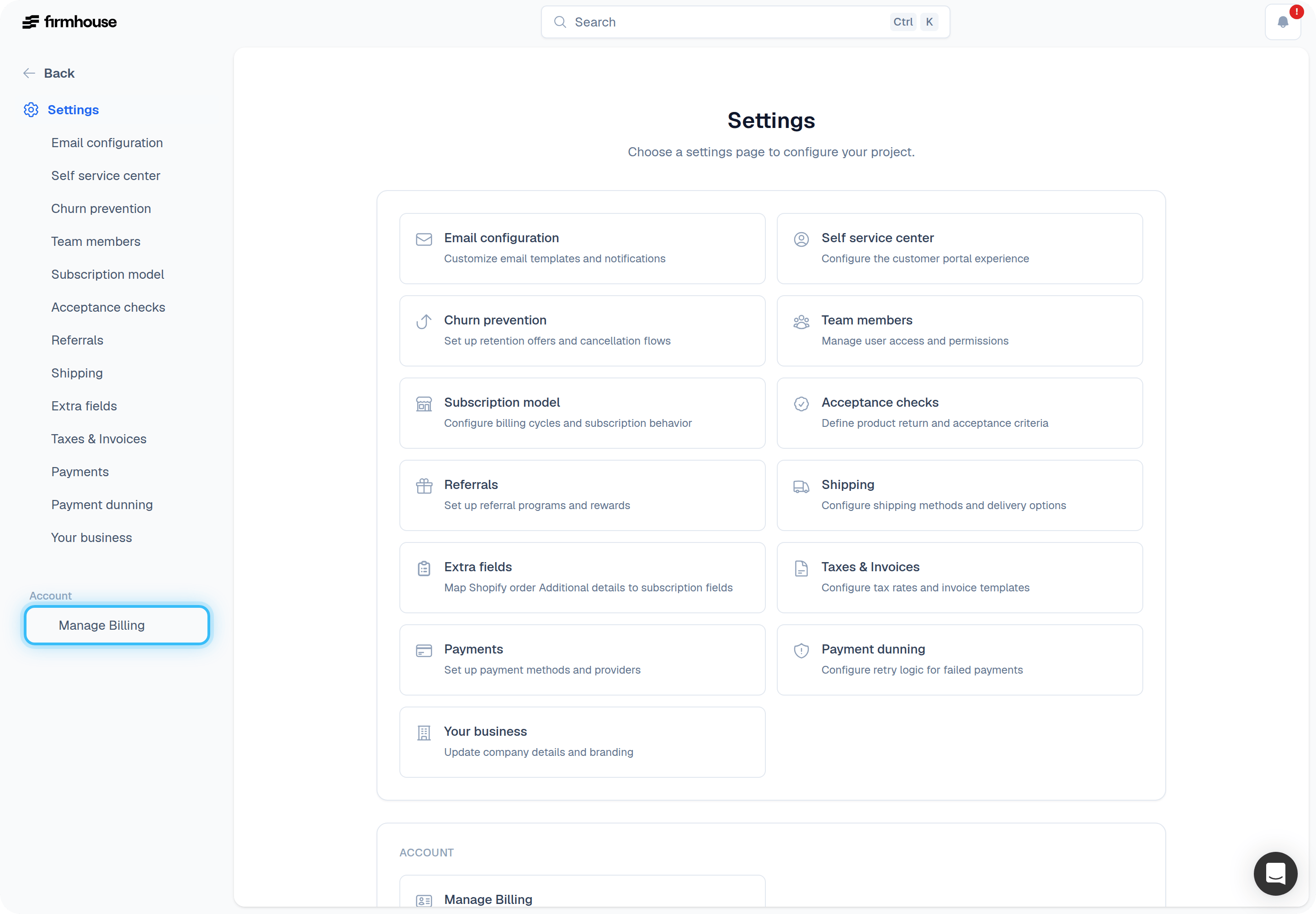 Settings Sidebar