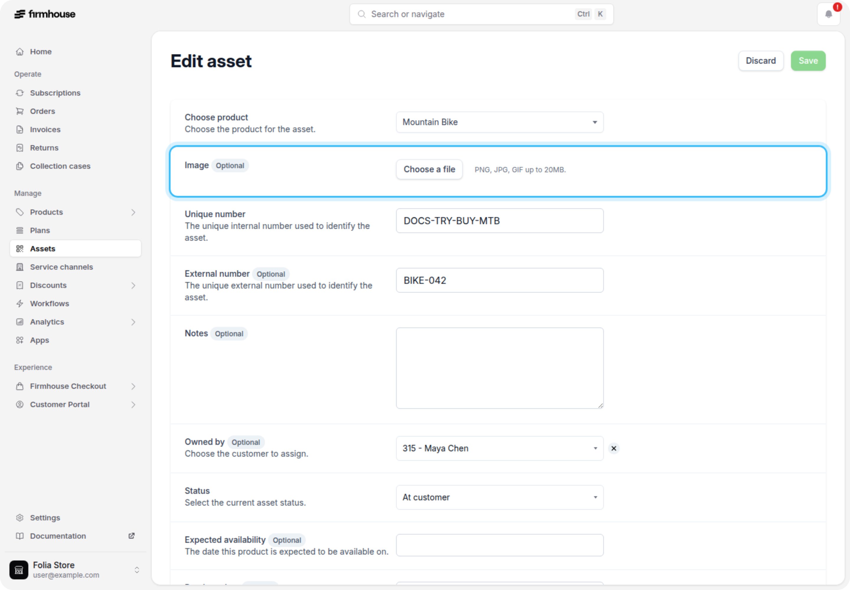 Asset Image Upload
