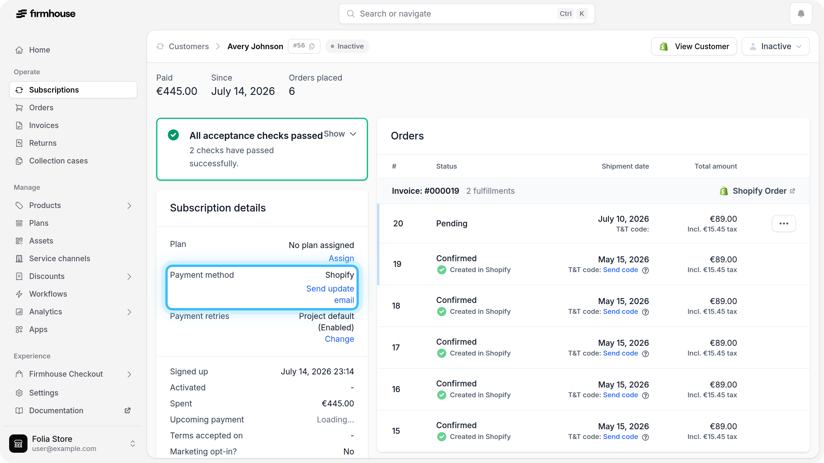 Where to click Send update email in the Firmhouse Portal