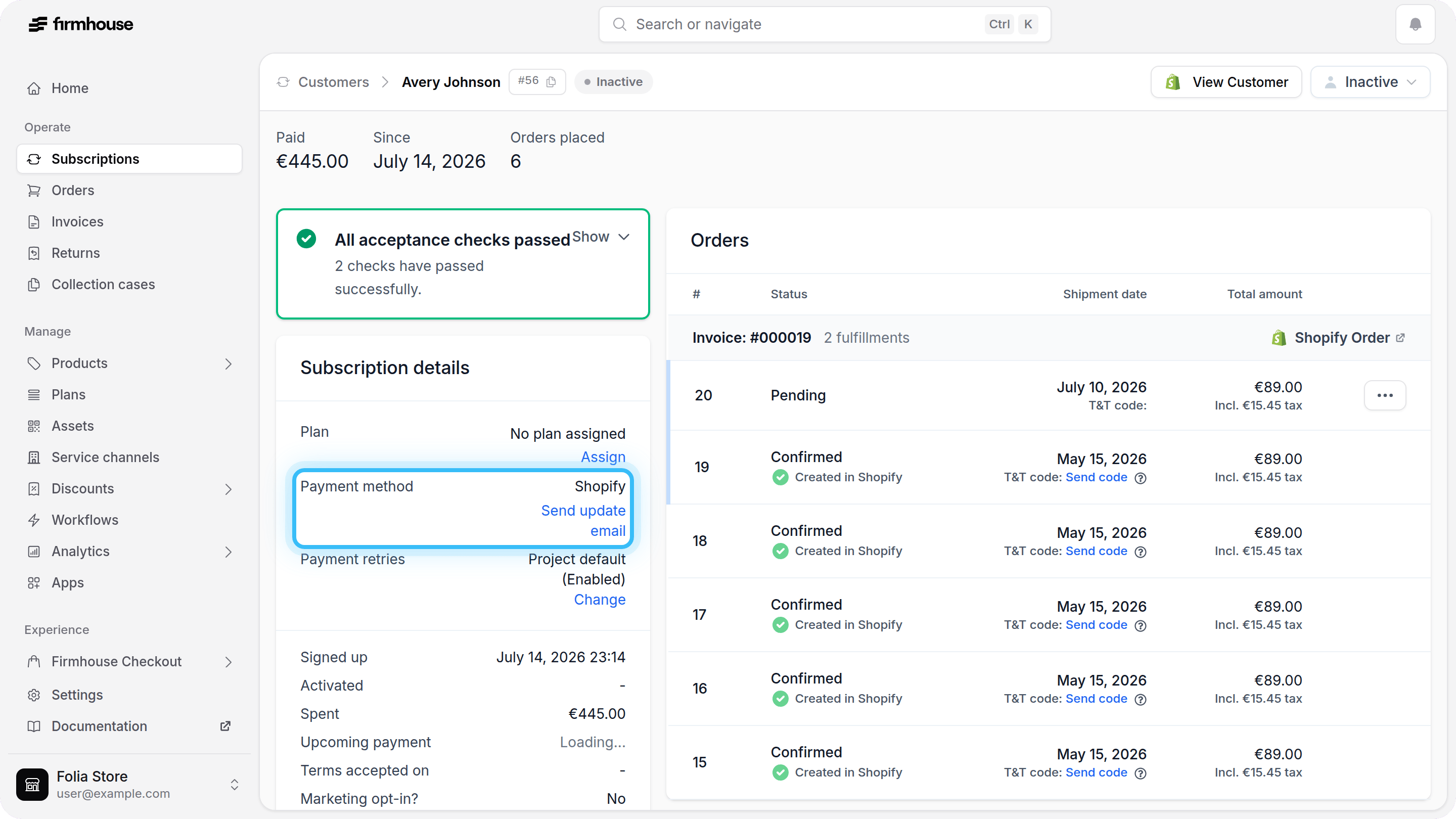 Where to click Send update email in the Firmhouse Portal