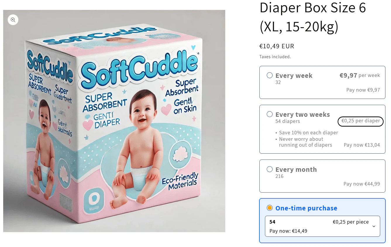 Per-unit pricing widget display