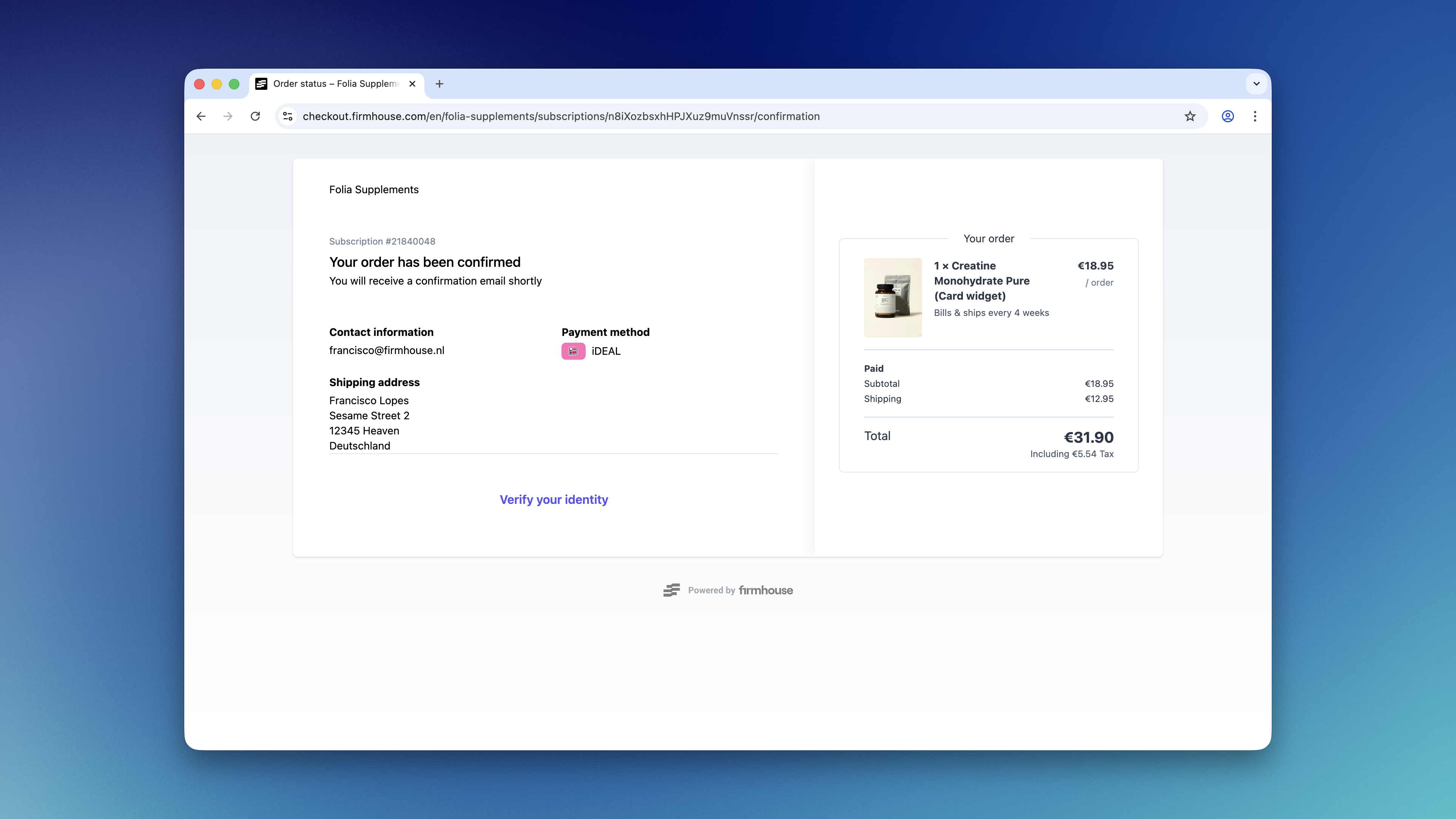 Checkout Confirmation Page