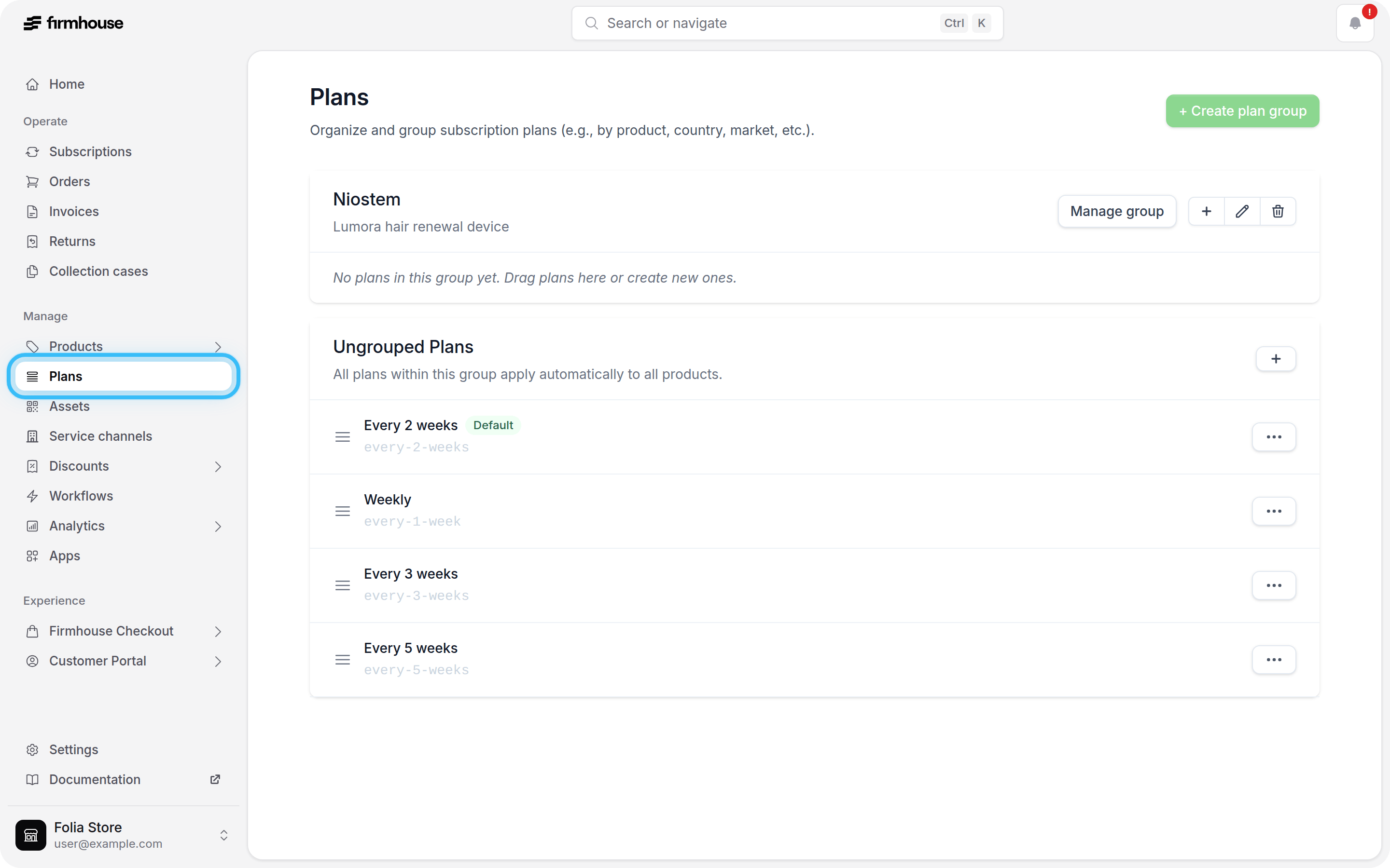 Plans Menu
