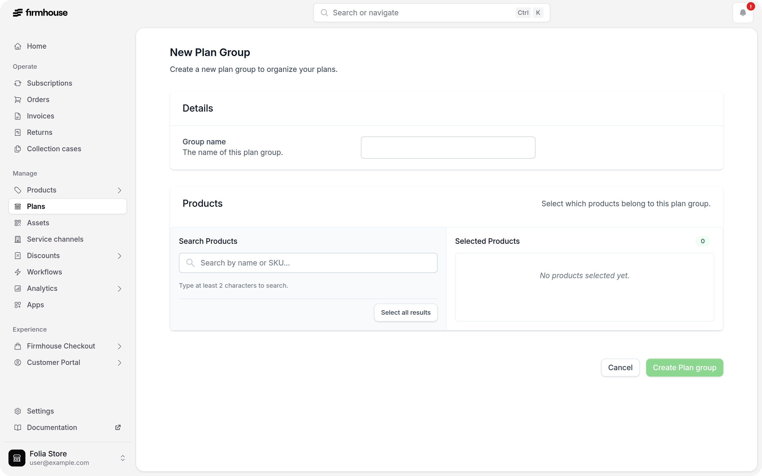 Configure Plan Group 1