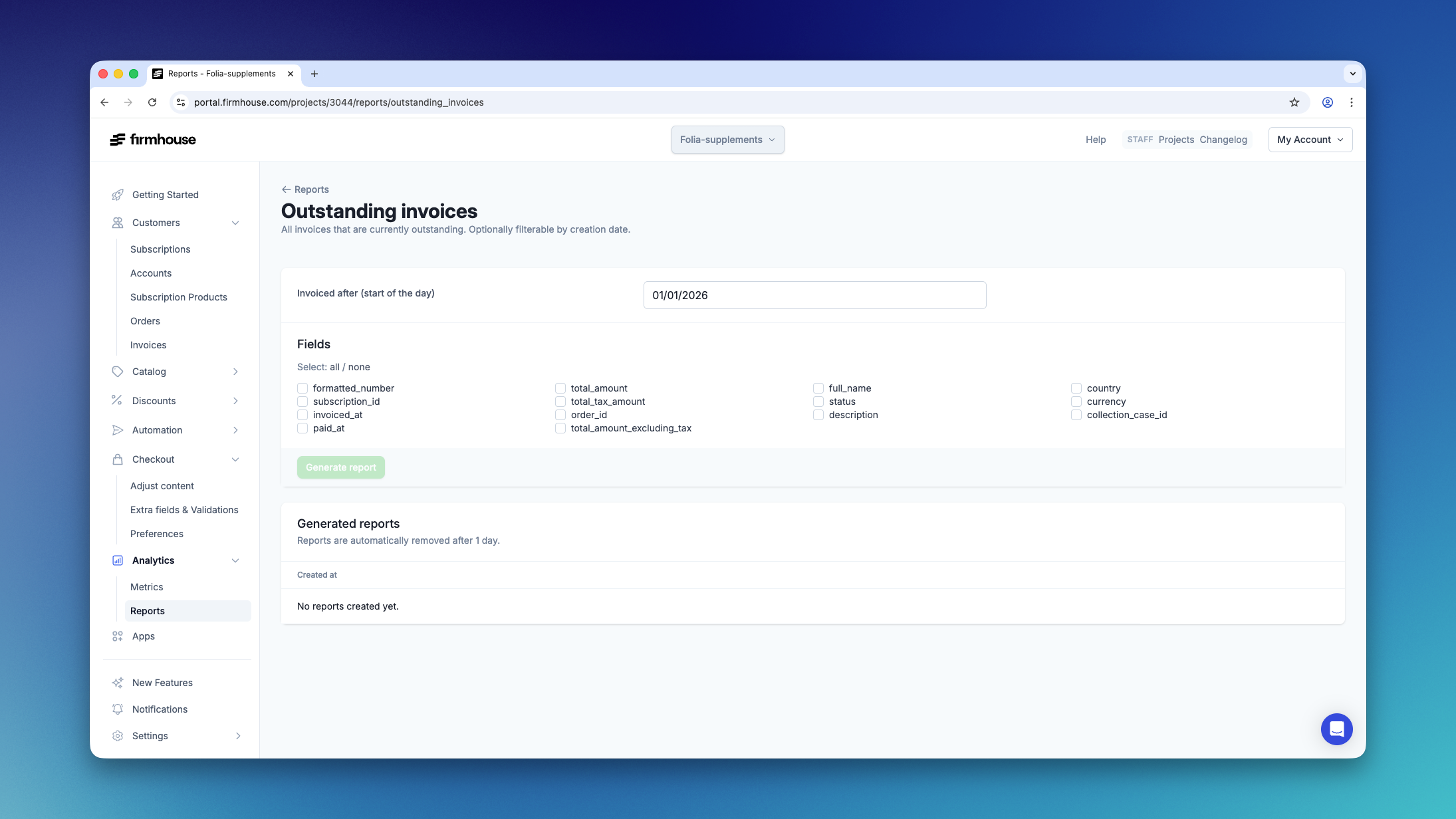 Outstanding Invoices