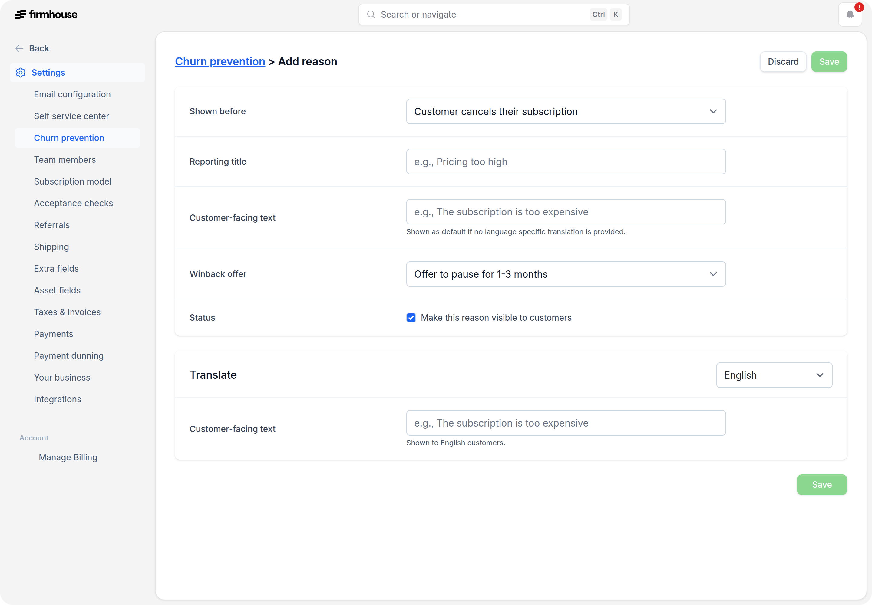 Add cancellation reason form