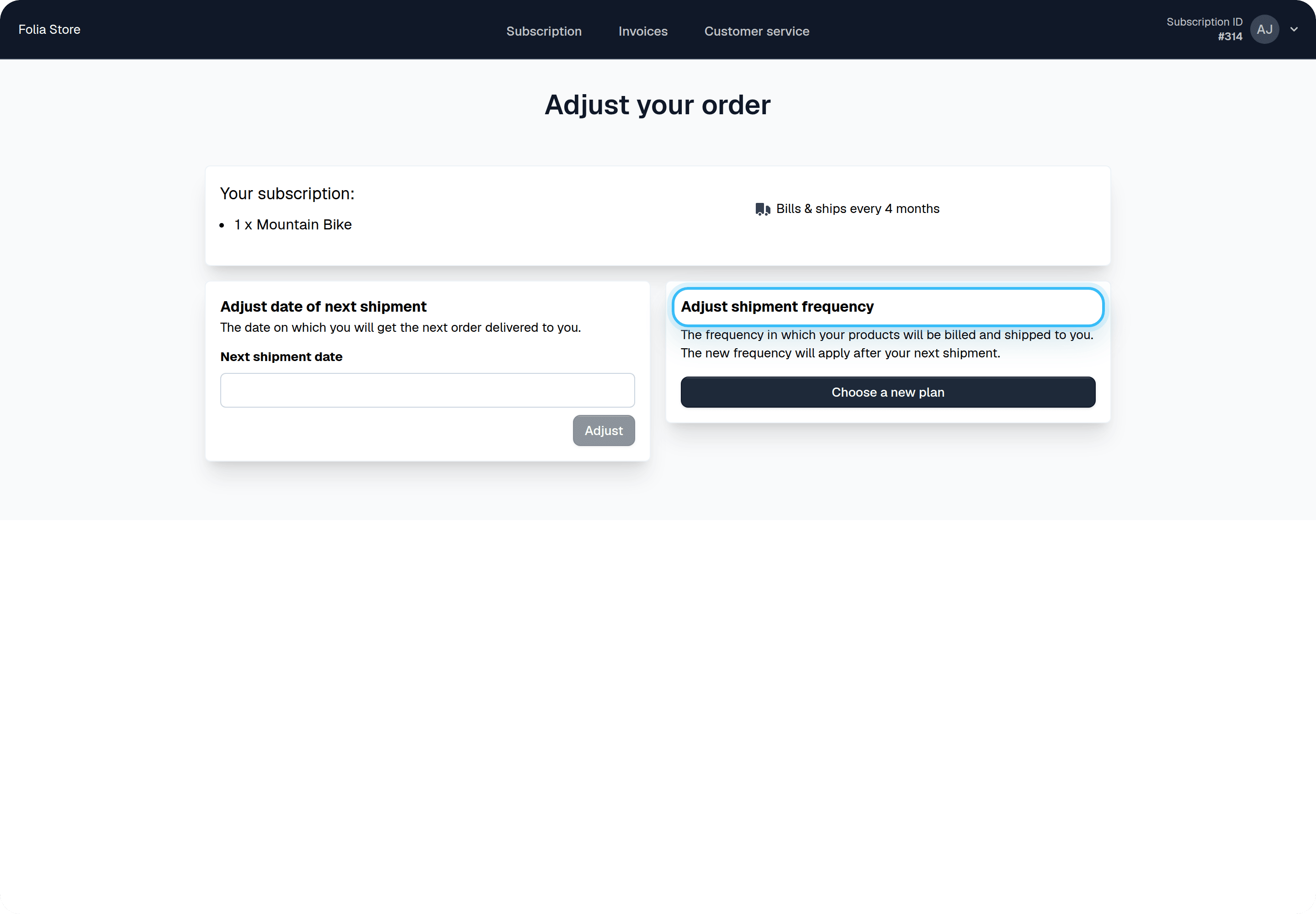 Adjust shipment frequency