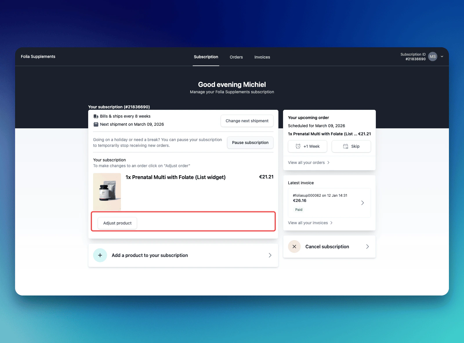 Adjust order button in SSC