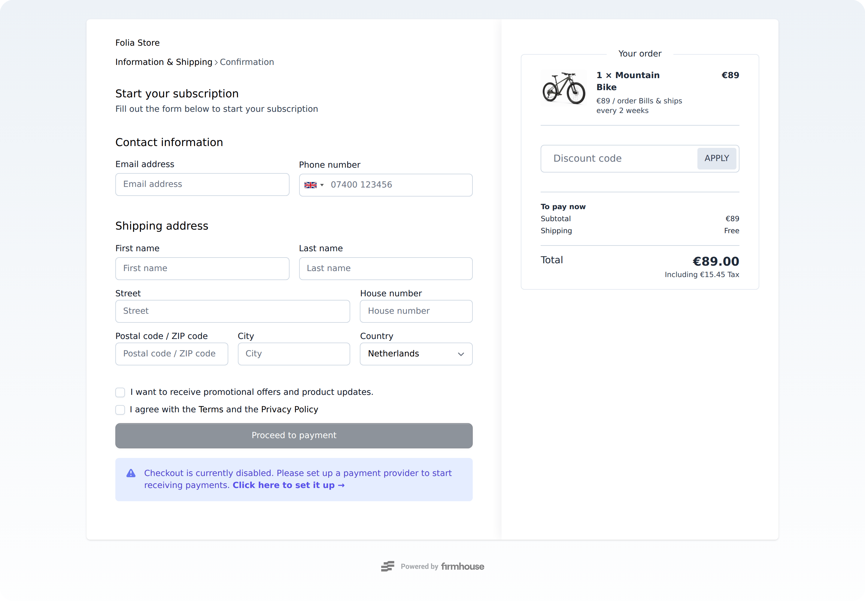 Checkout Page Example