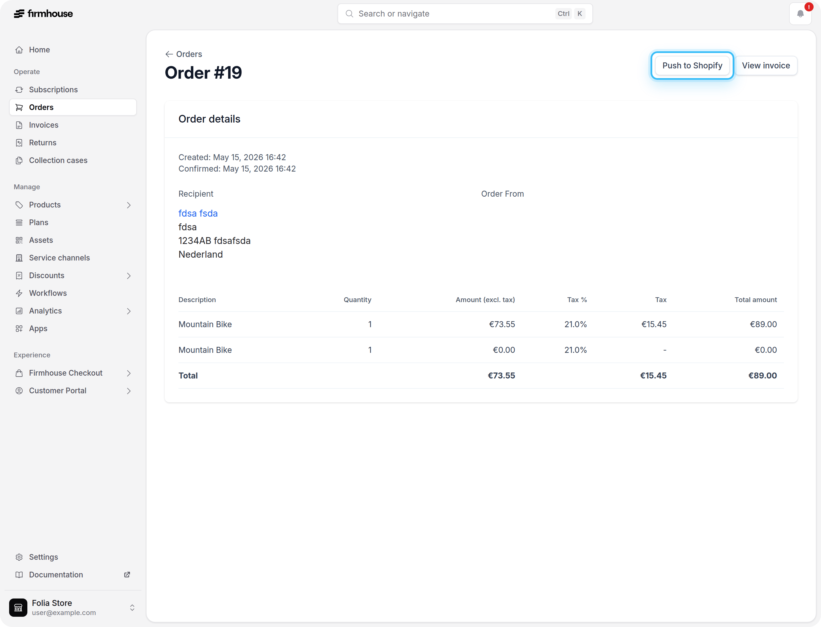 Push to Shopify Button