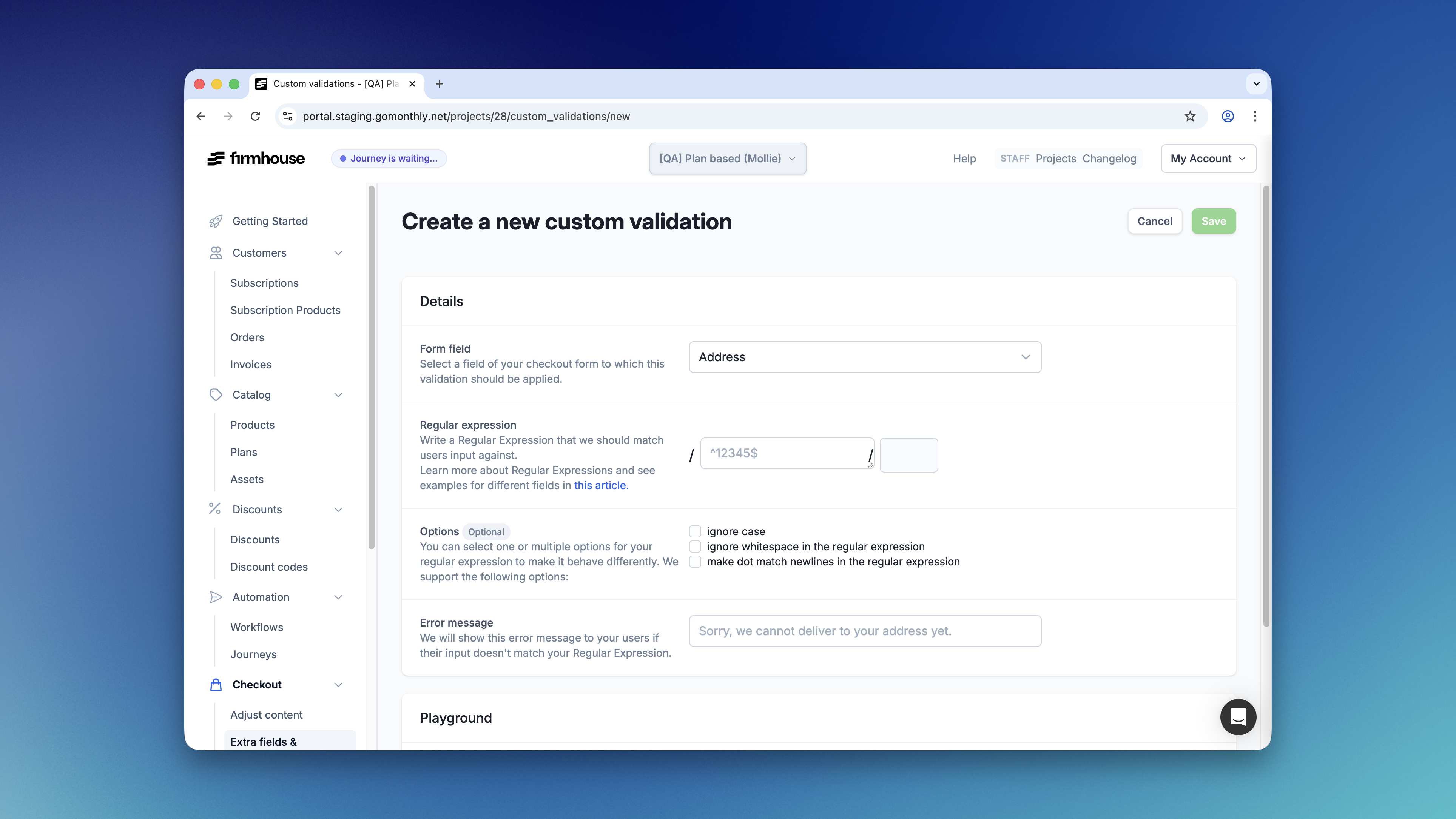Custom Form Field Validation