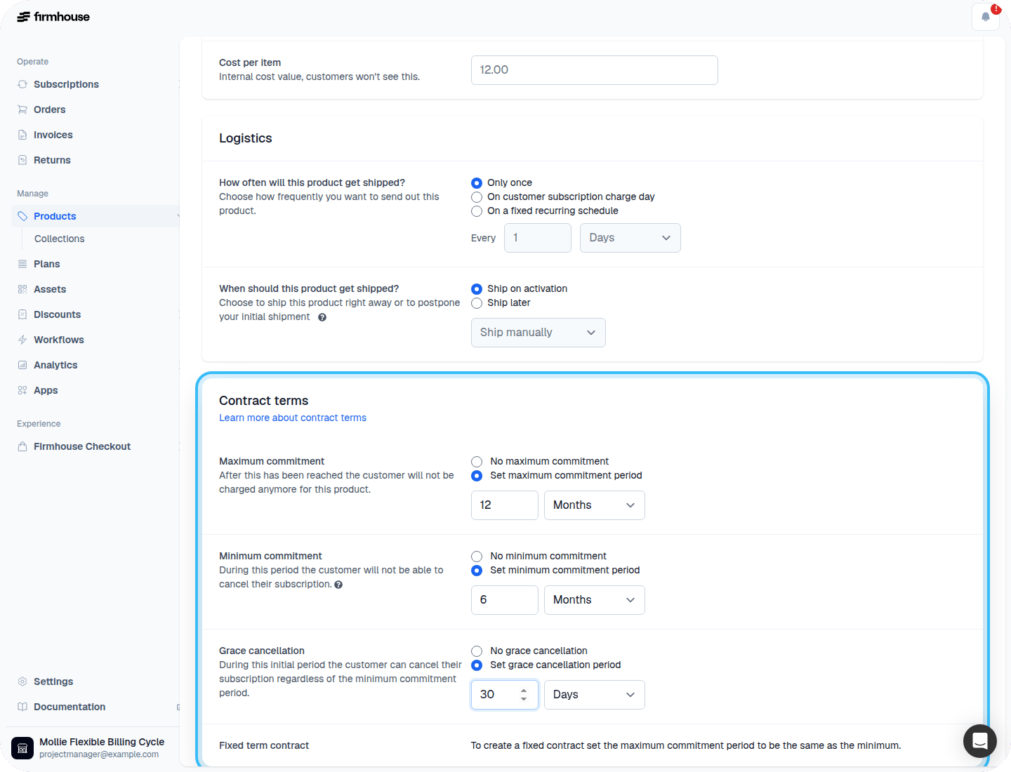 Contract Terms Configuration