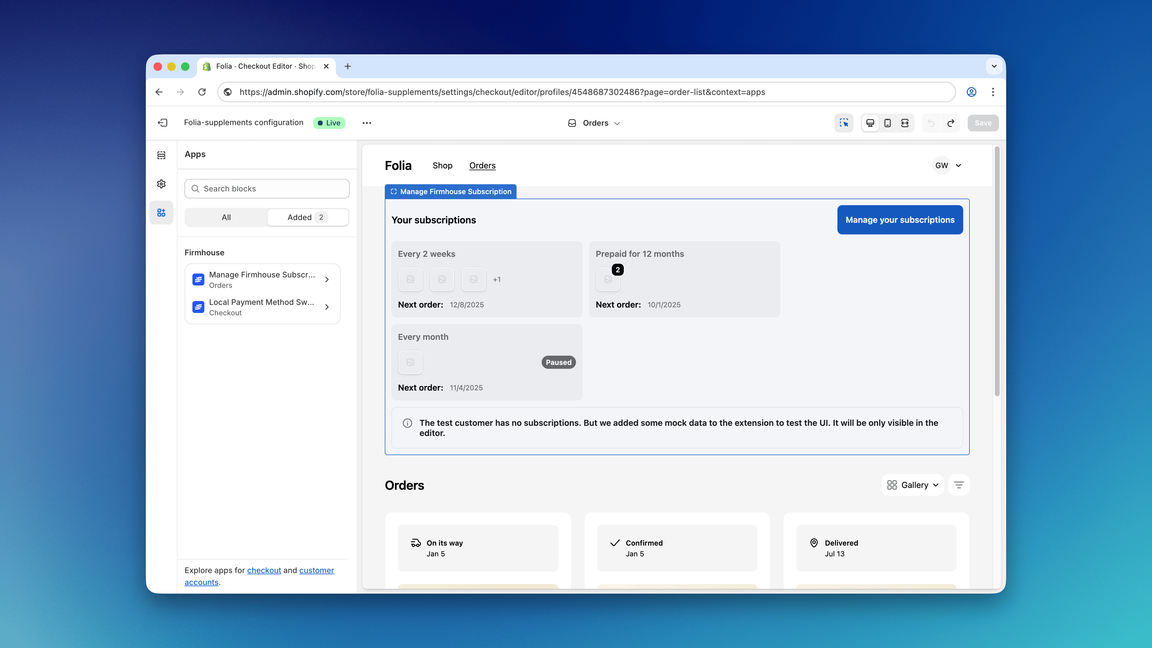 Account Portal Extension - Manage Subscription