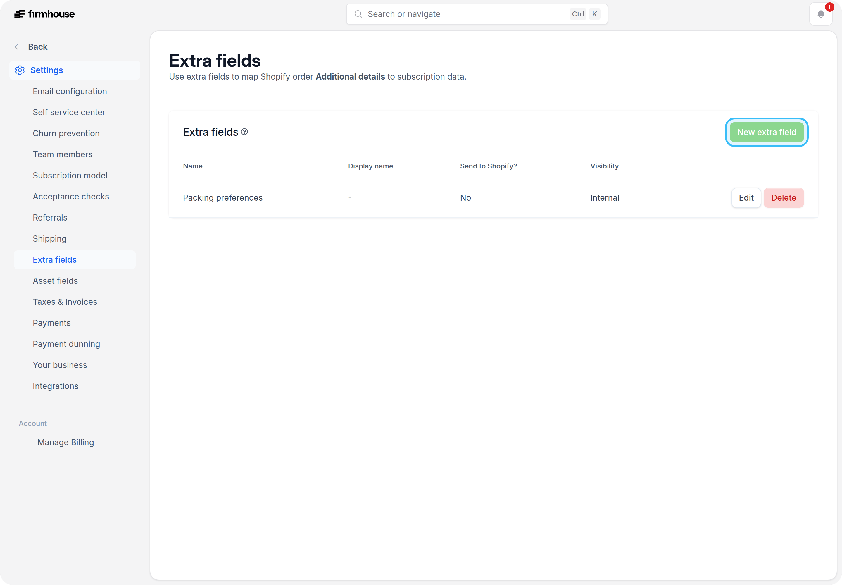 Extra fields overview
