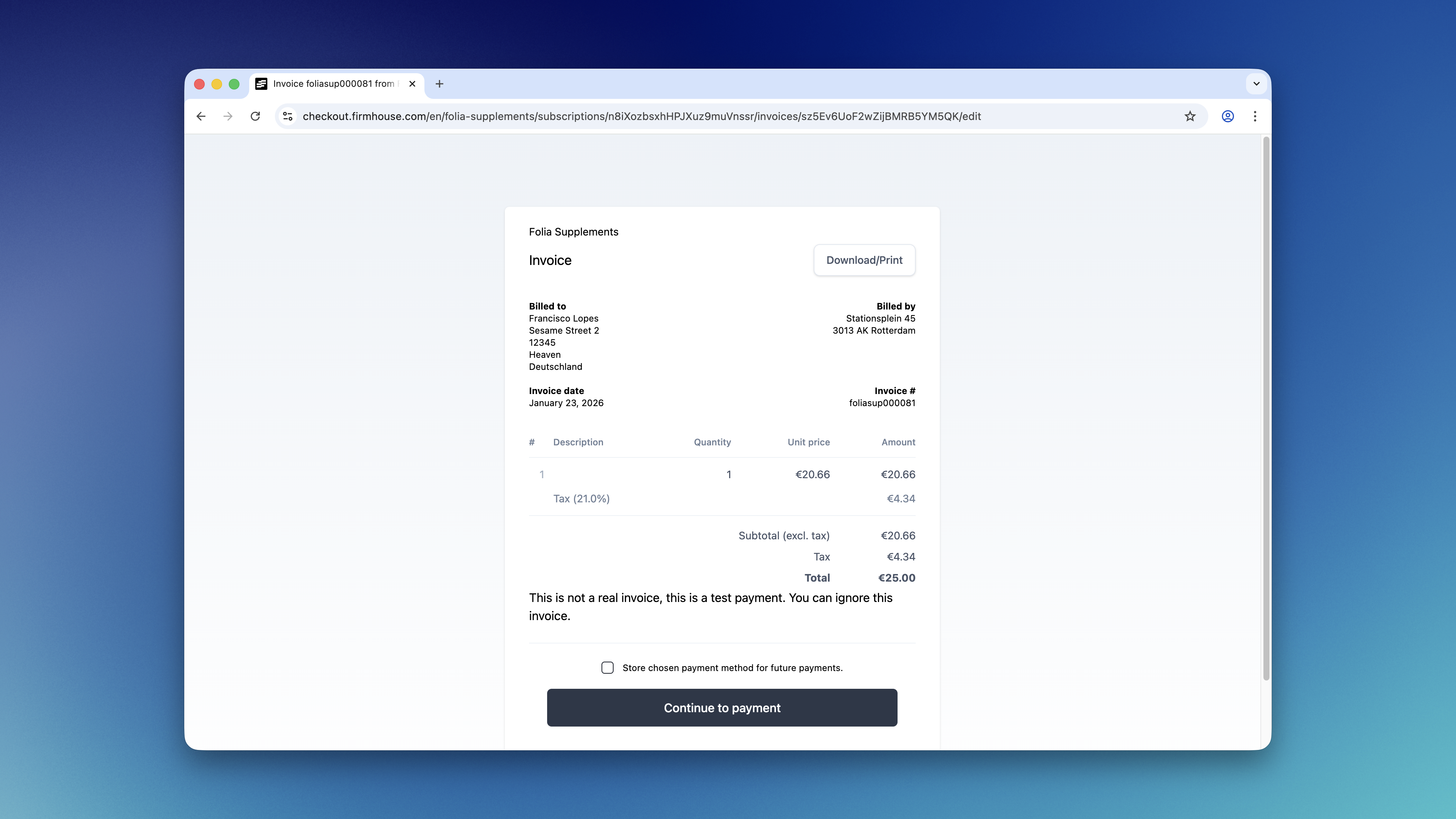 Invoice Payment Page