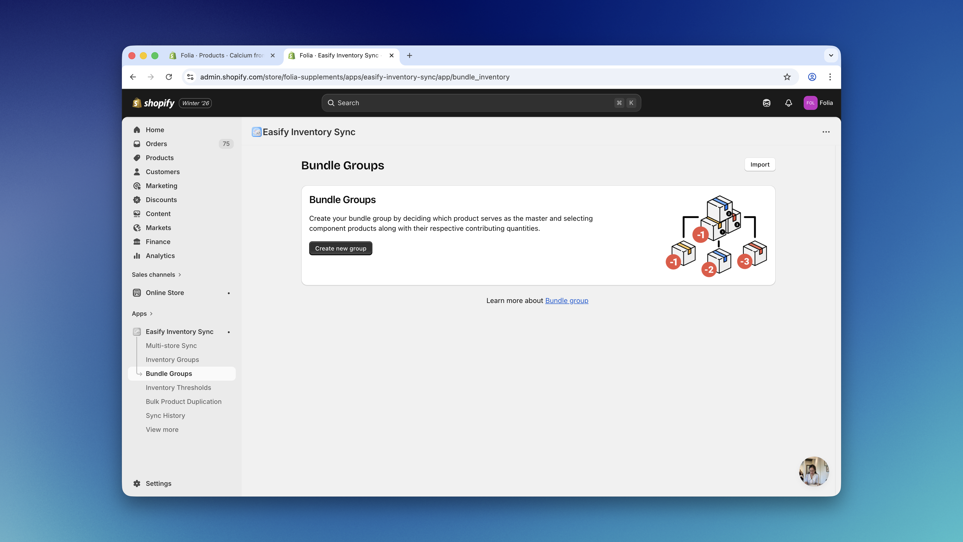 New Bundle Group Button
