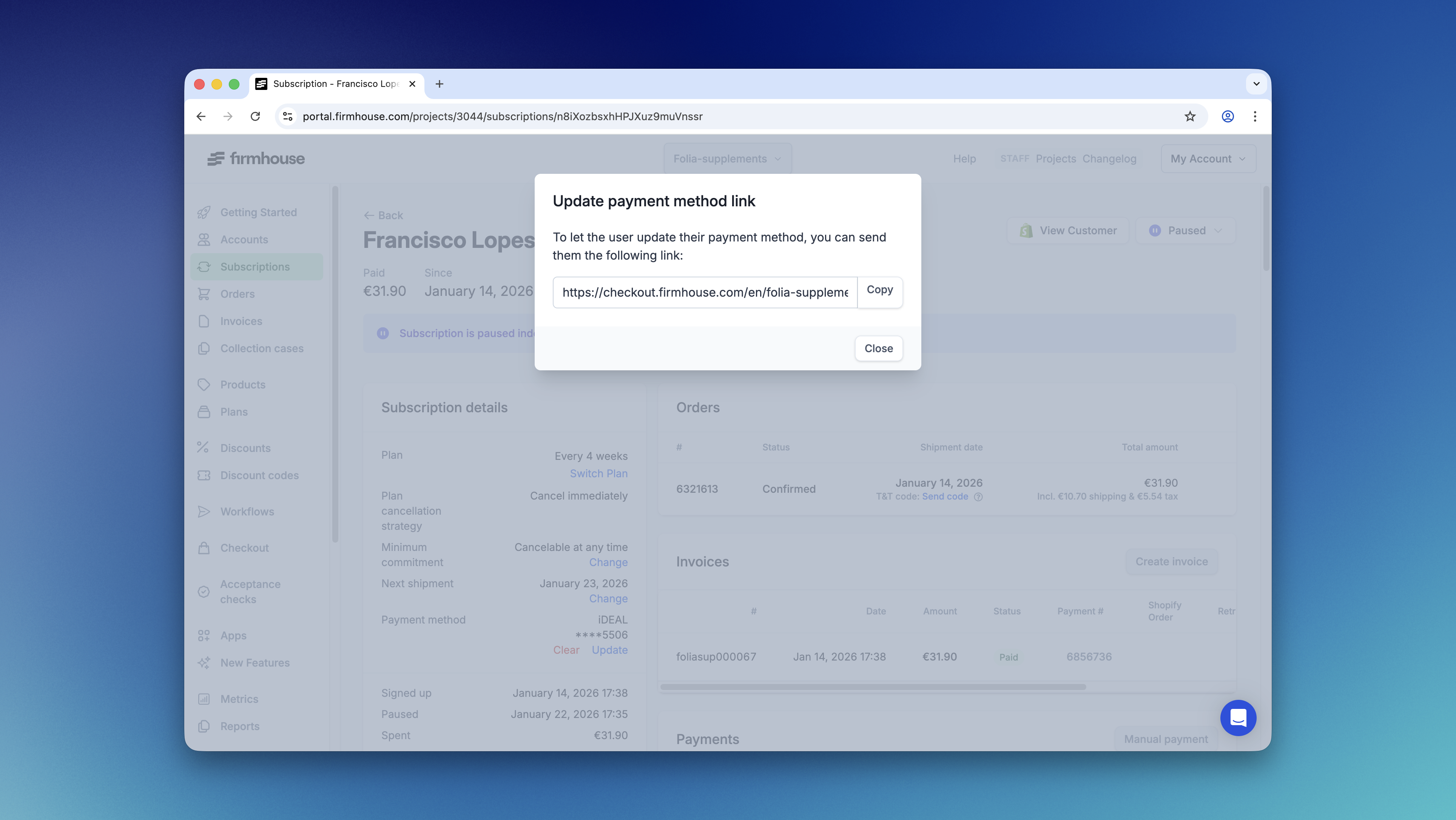 Payment Method Popup