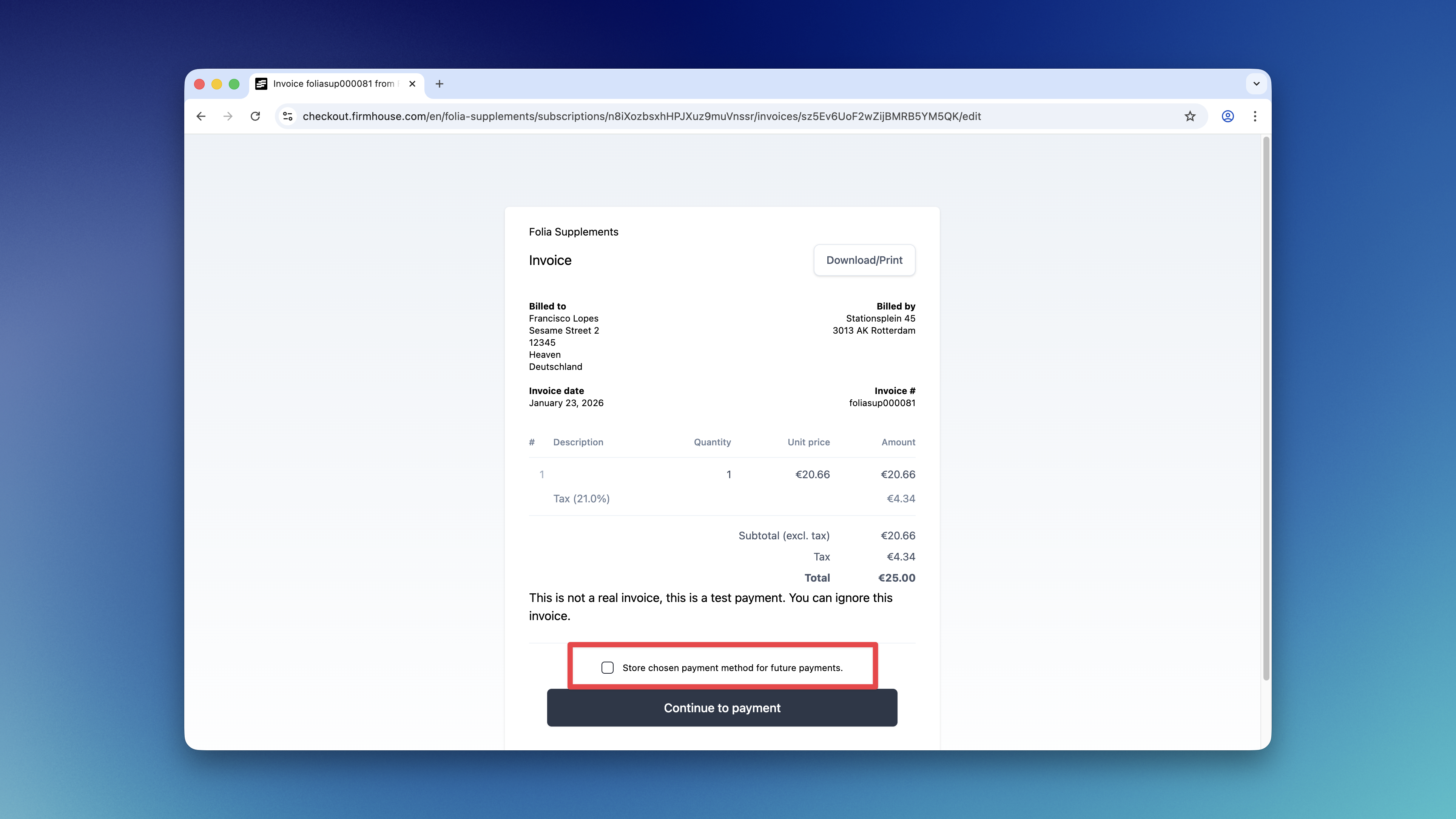 Store Payment Method