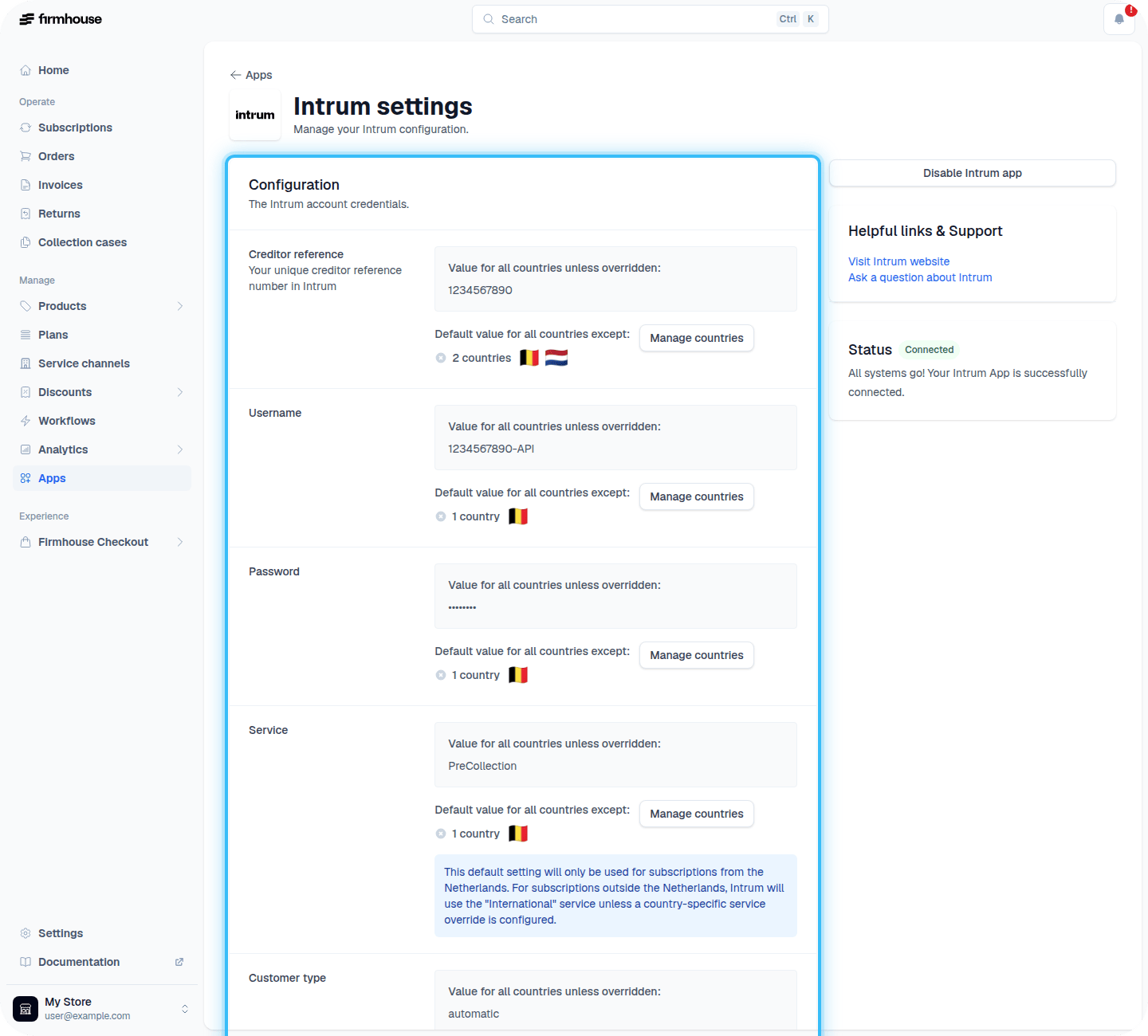 Intrum App Configuration
