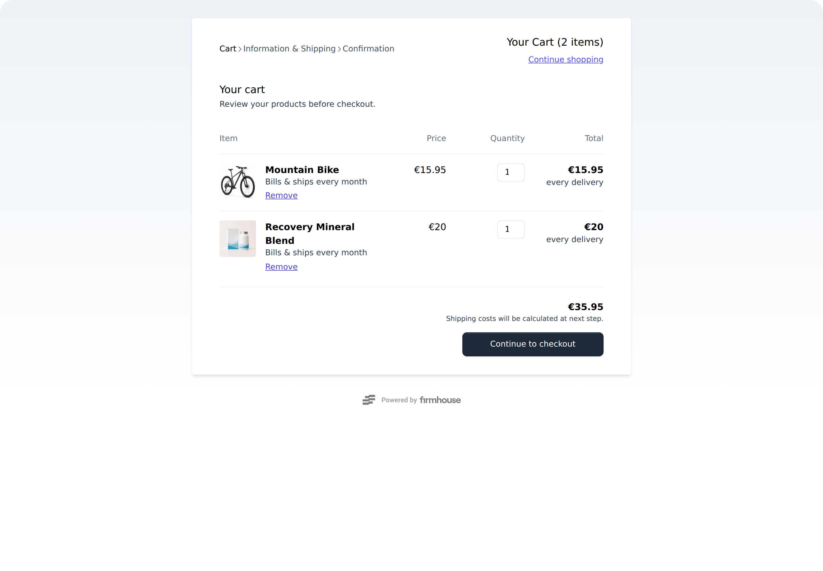 Shopping cart example