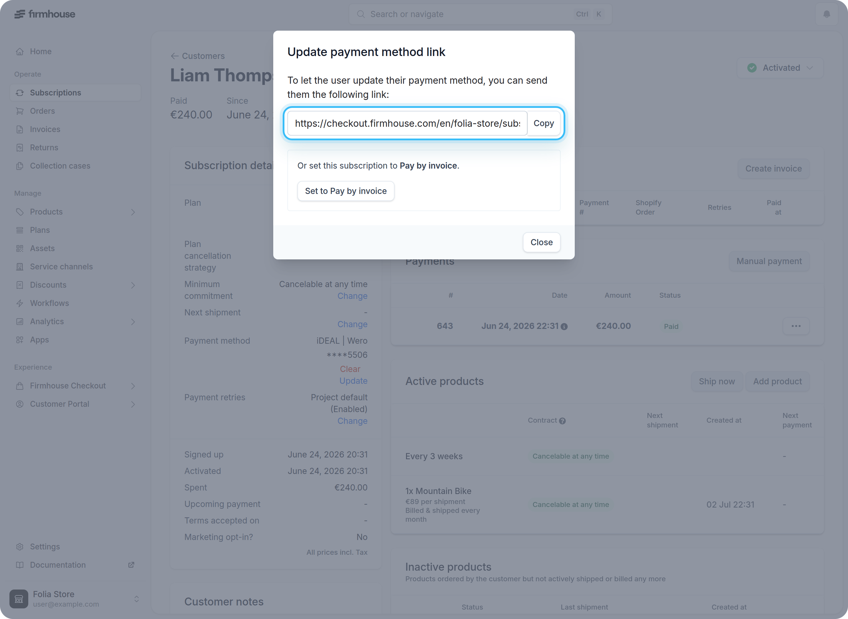 Payment Method Popup