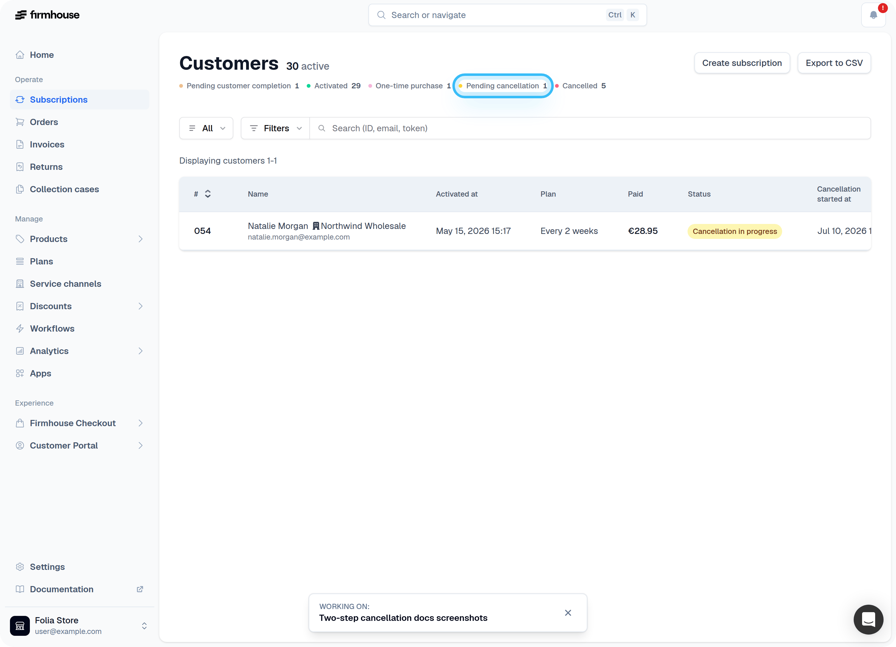 Pending cancellation filter