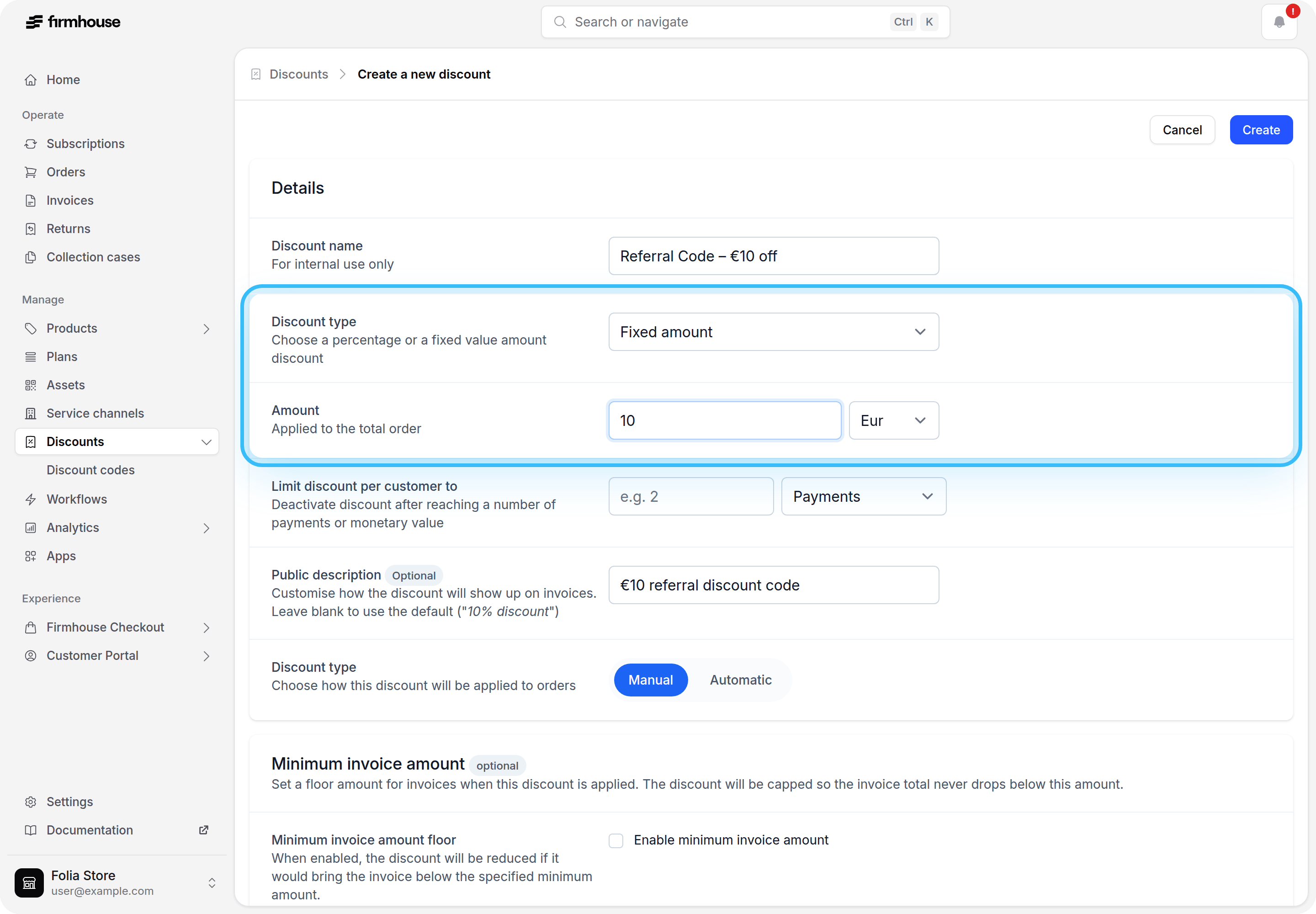 Create Referee Discount