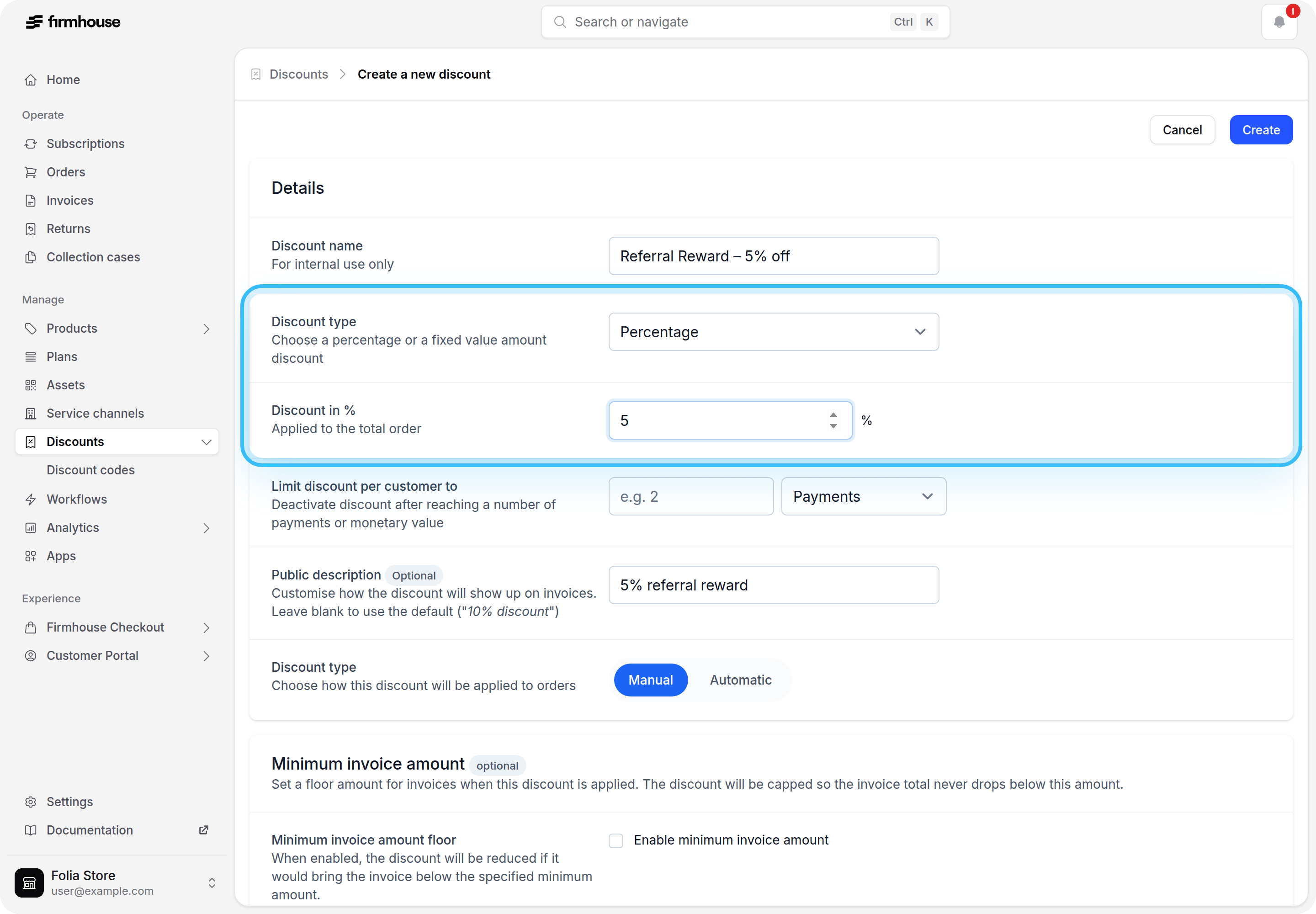 Create Referrer Discount