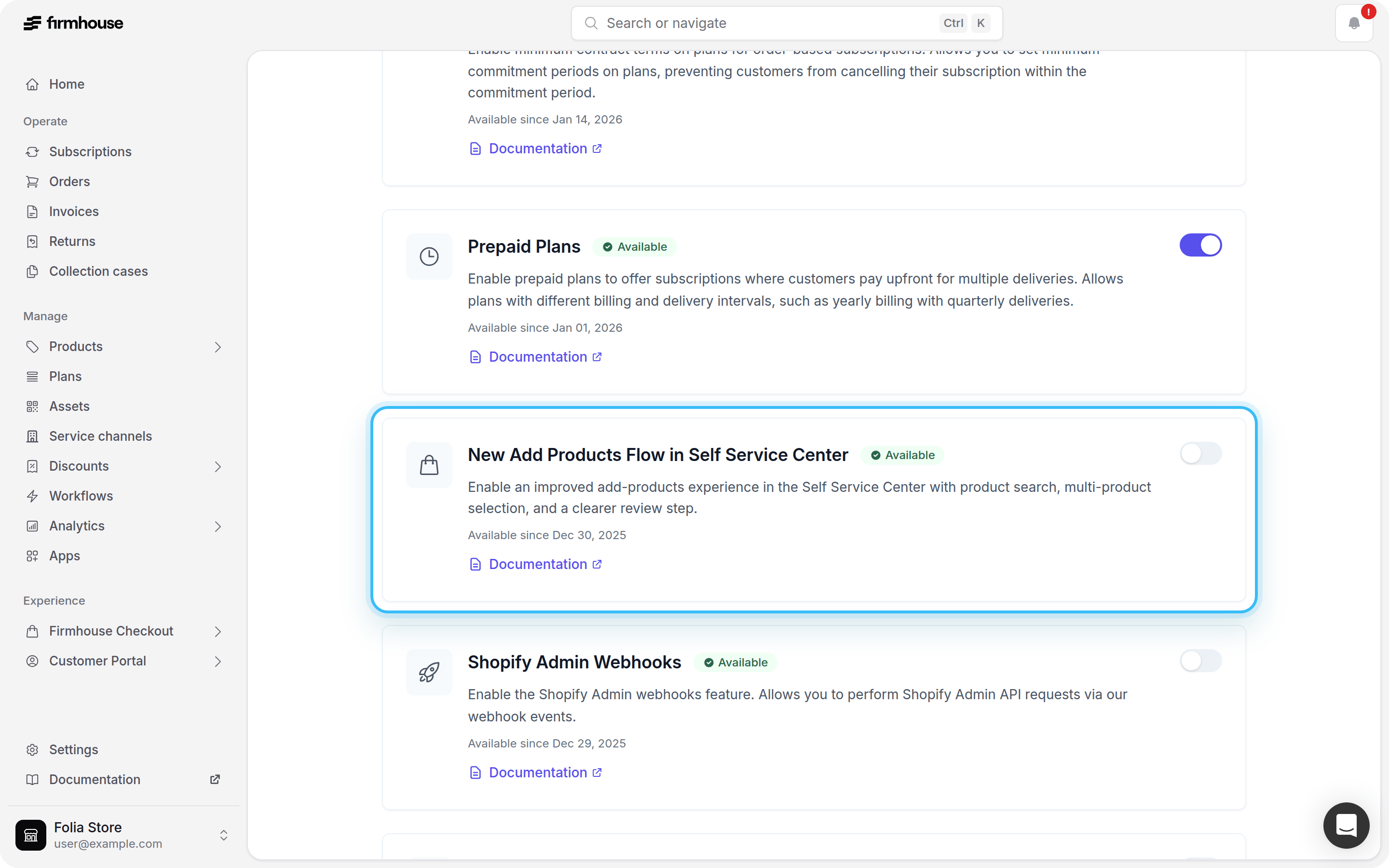 New features toggle