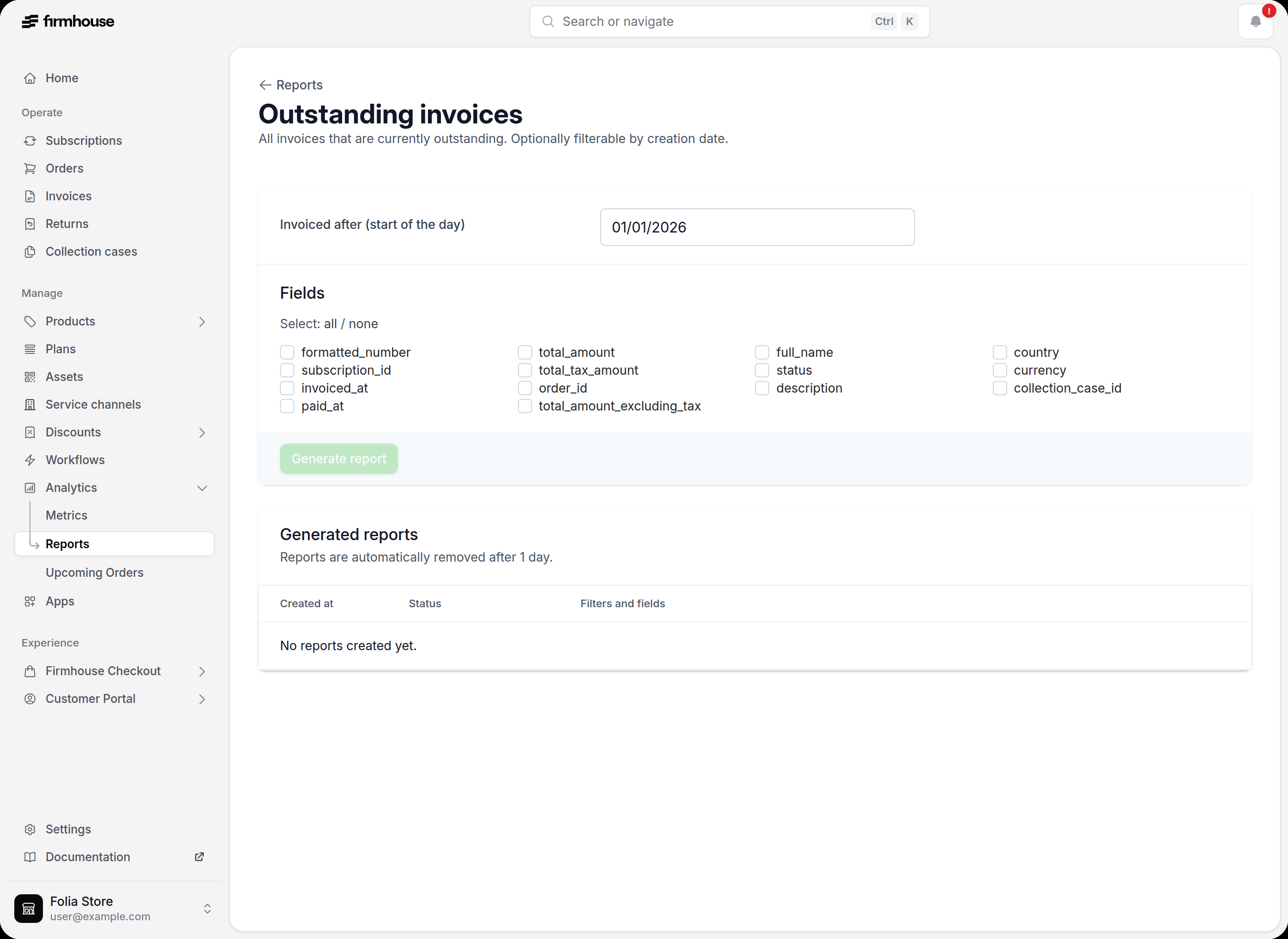 Outstanding Invoices