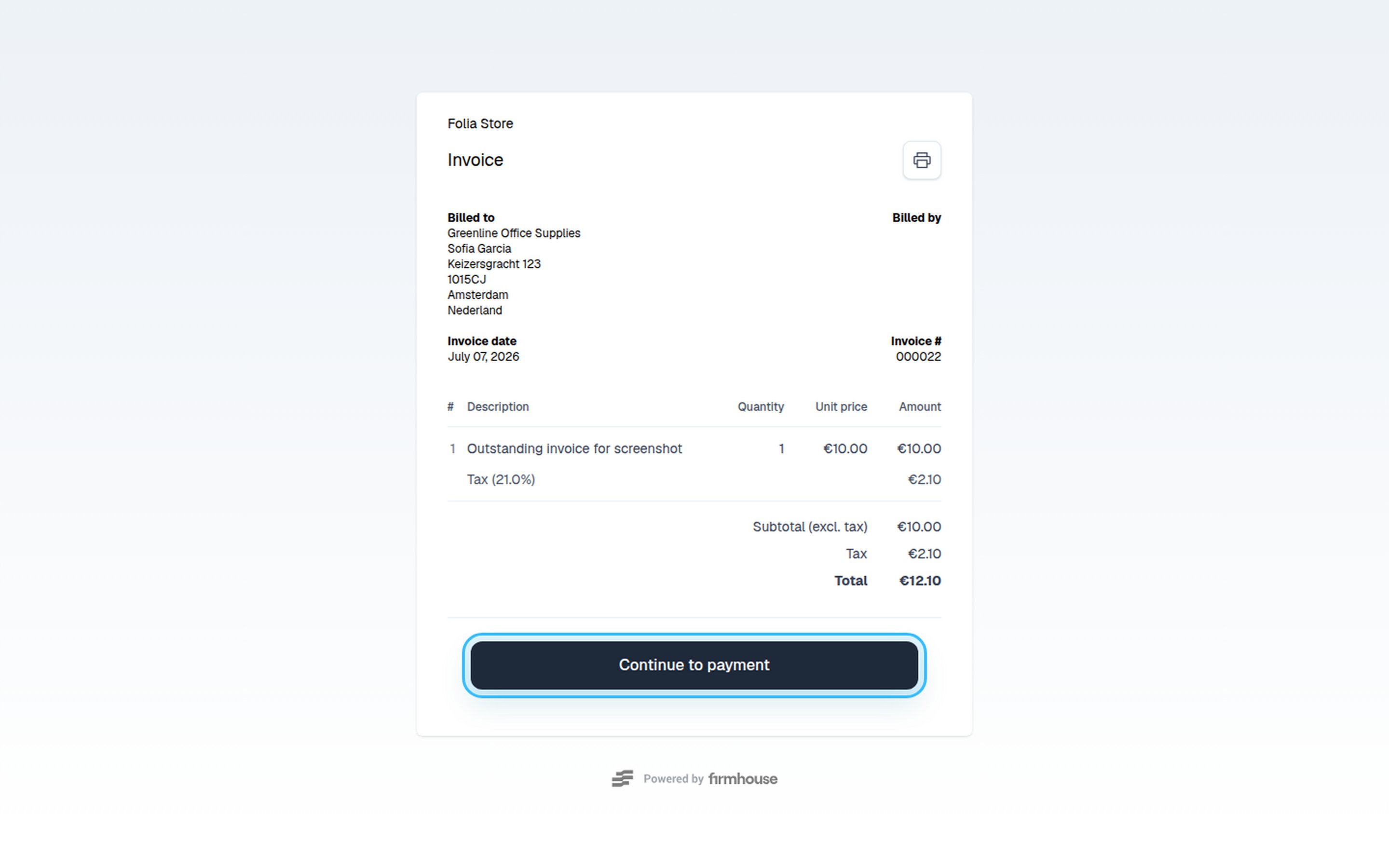 Open invoice in SSC