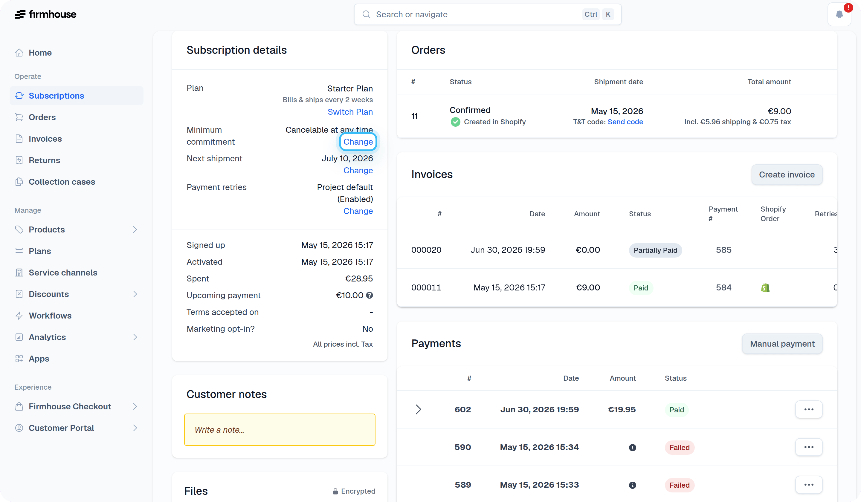 Subscription details