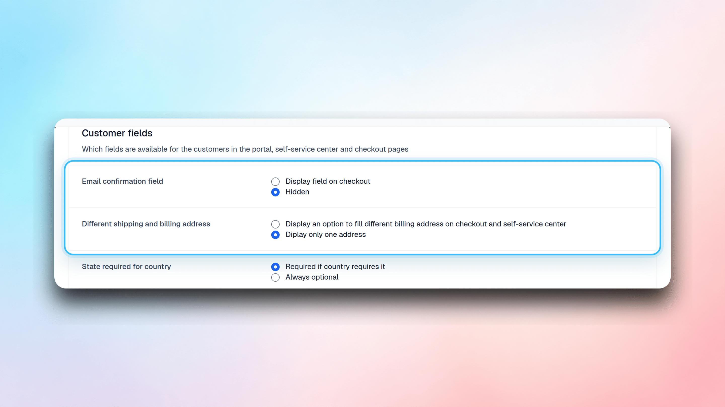 Special Fields Settings