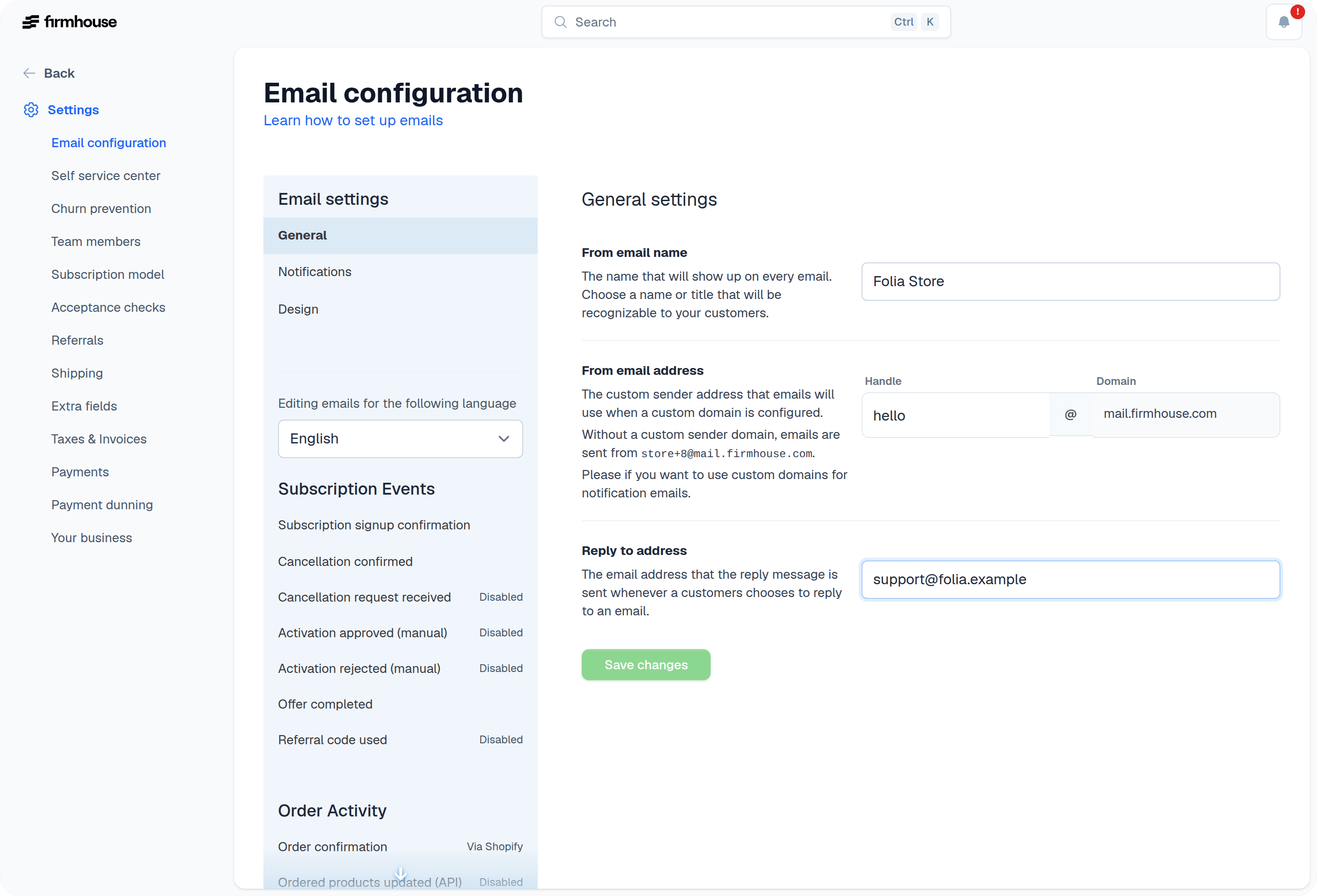 Email From and Reply To Settings
