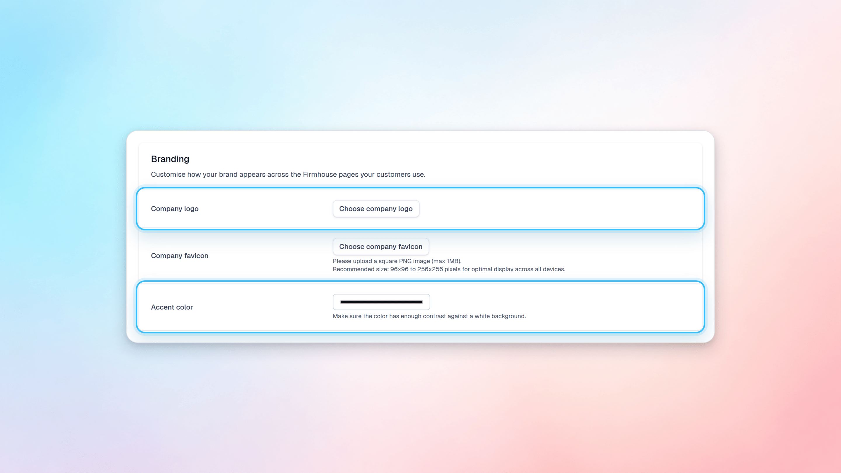 Your Business Branding Settings