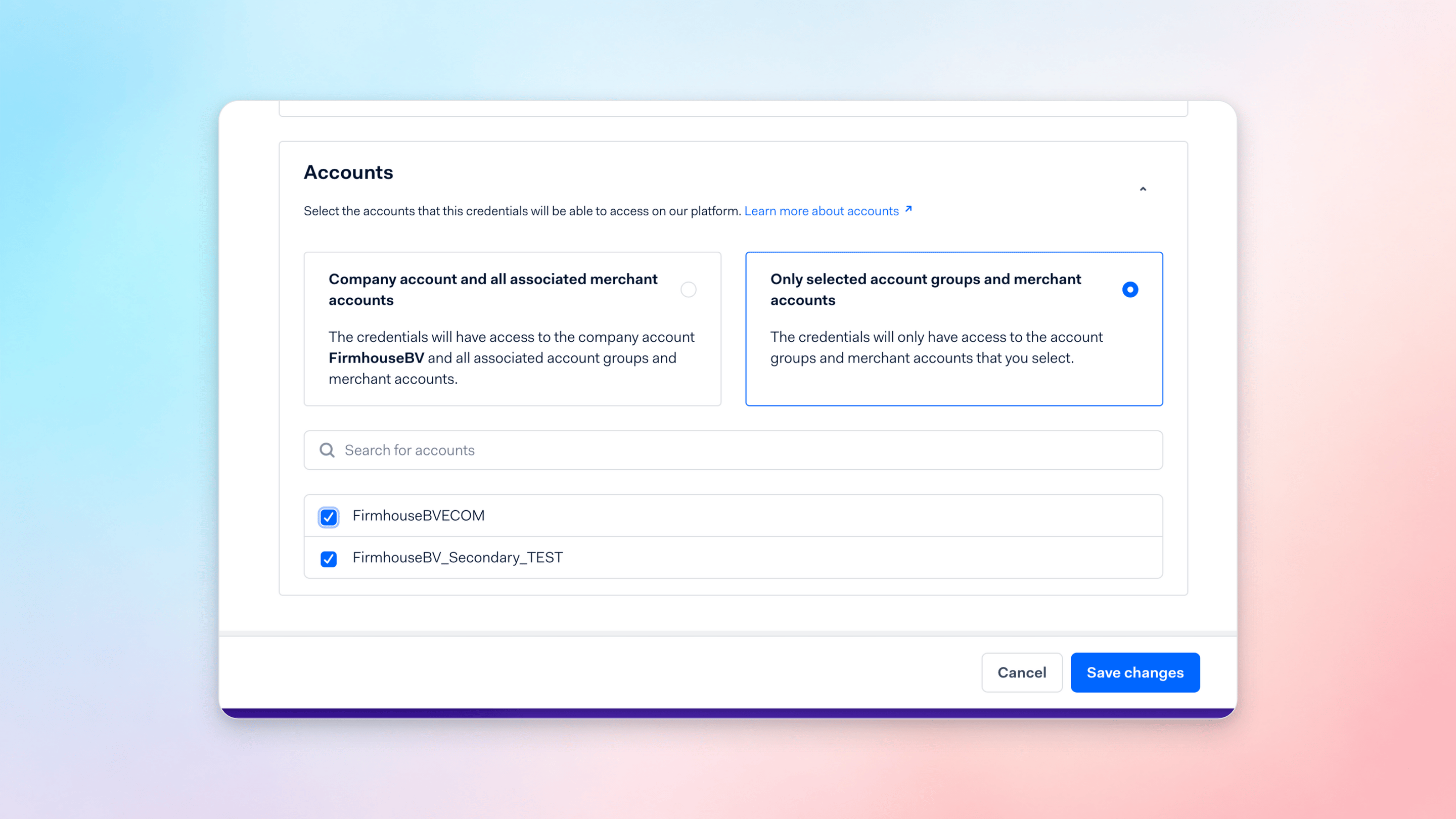 Adyen Merchant Account settings