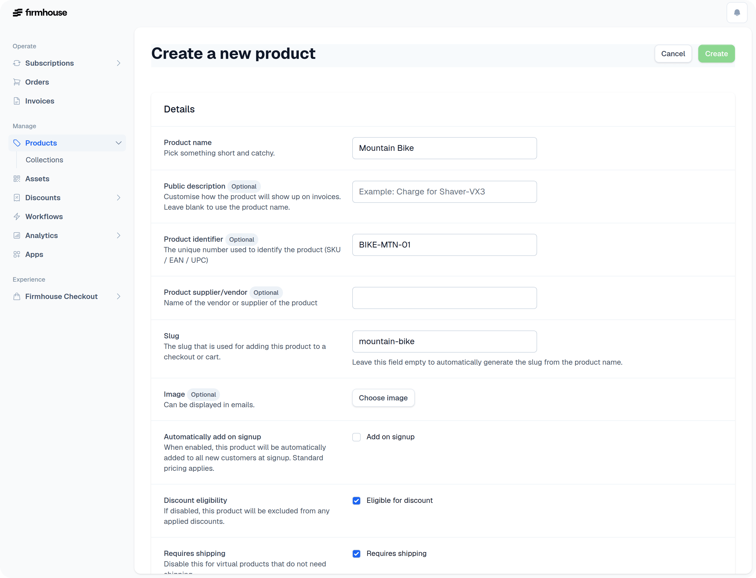 Create Product Form
