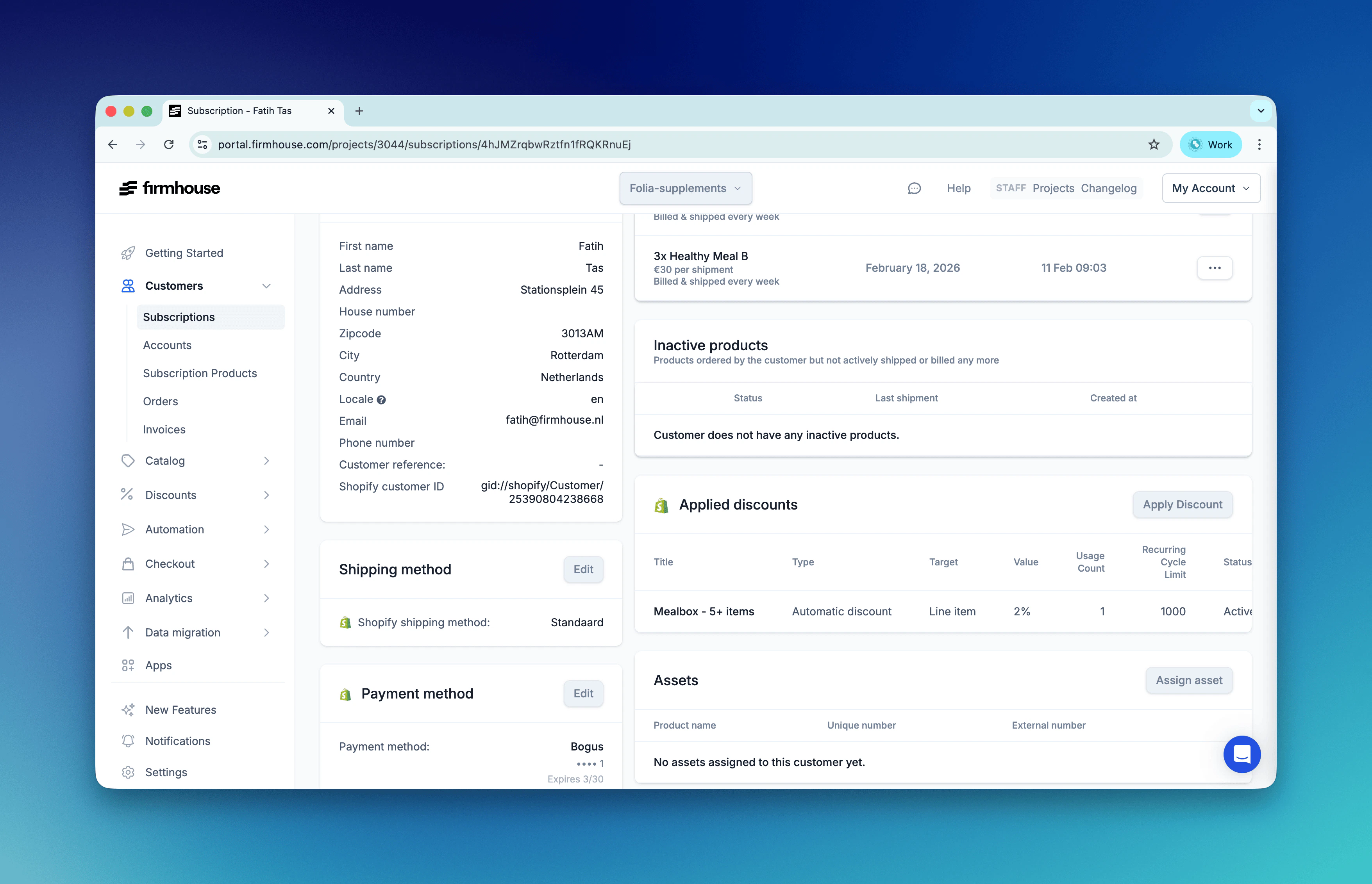 Firmhouse Portal - Subscription with applied tier discount