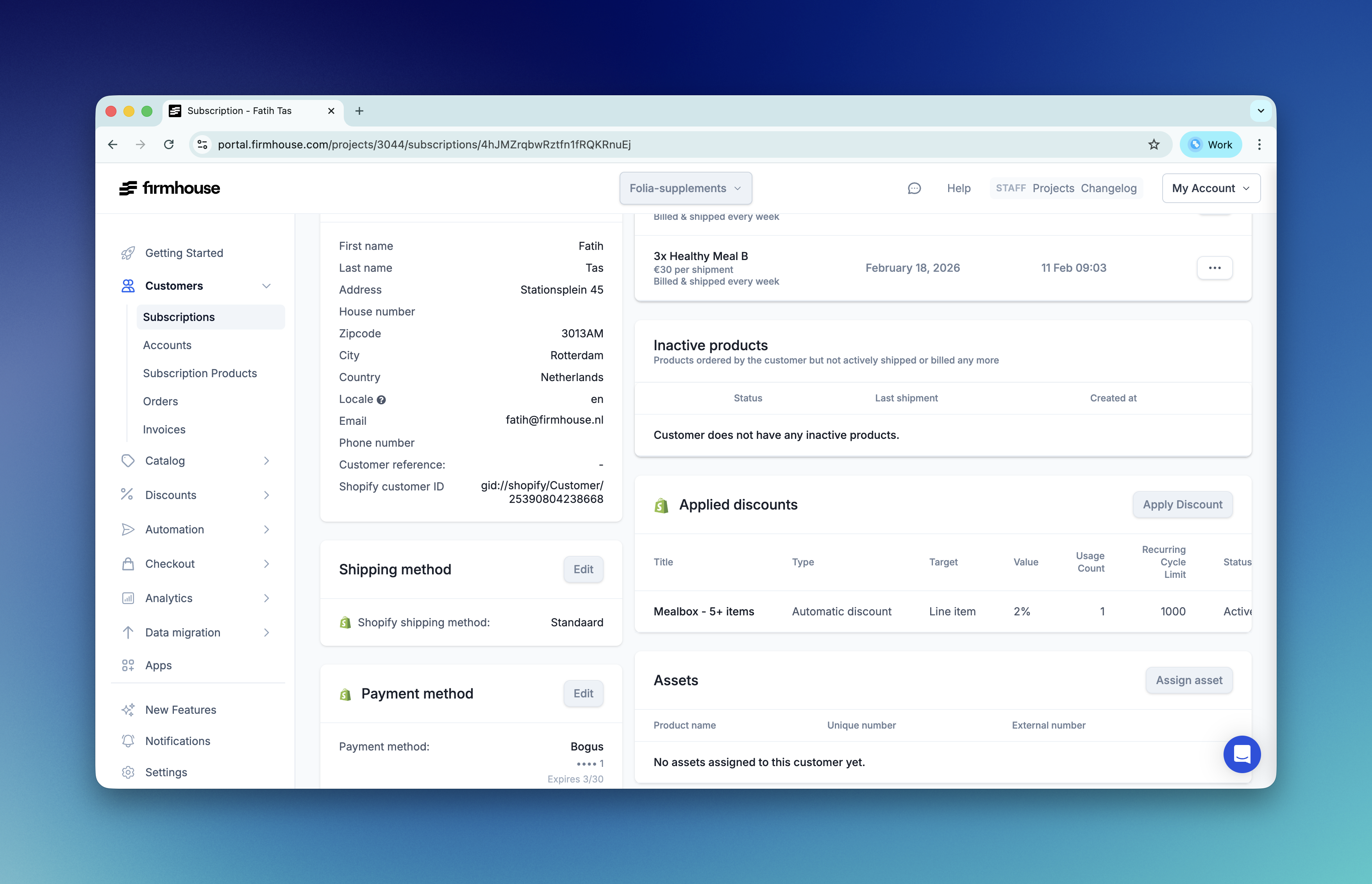 Firmhouse Portal - Subscription with applied tier discount