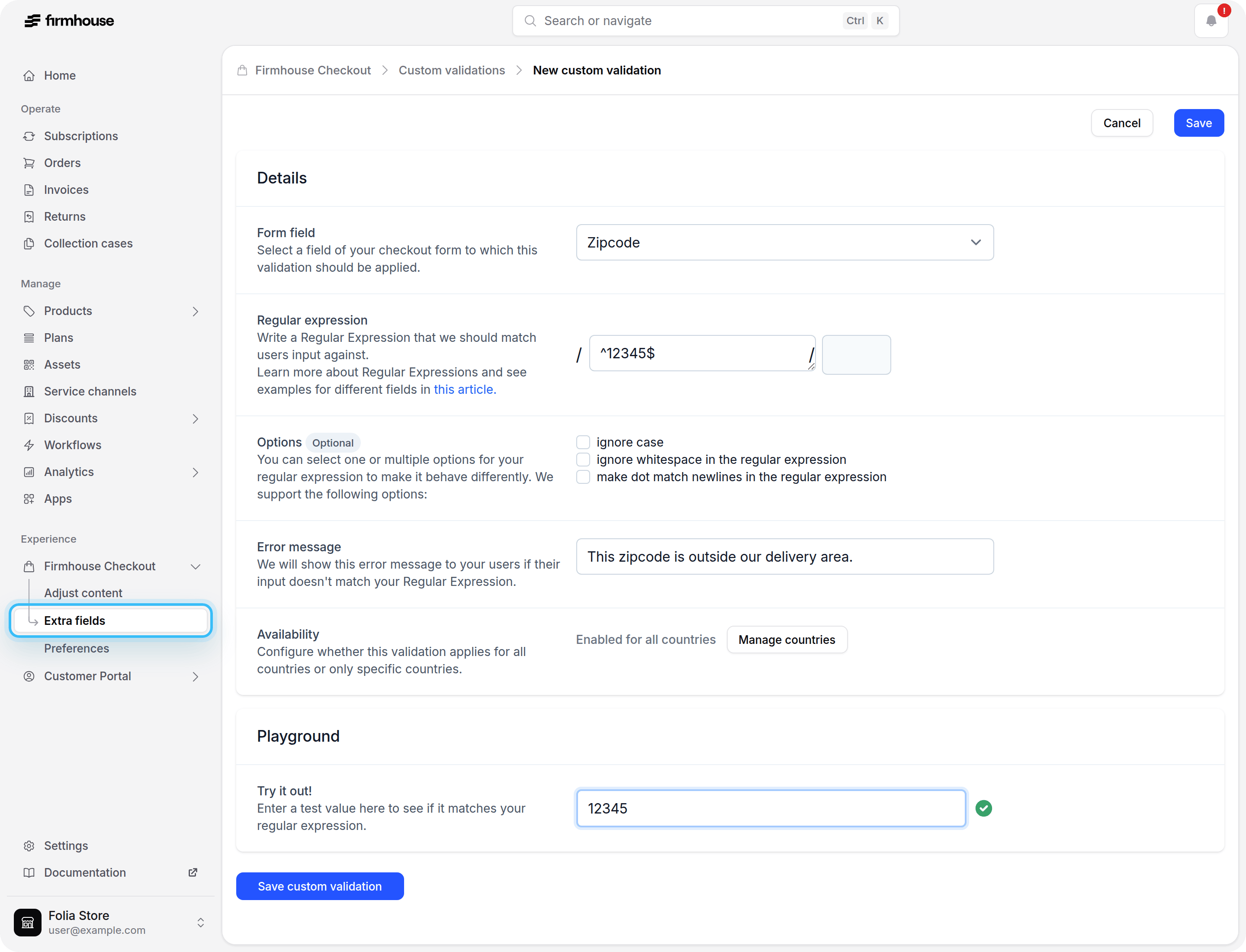 Custom Form Field Validation