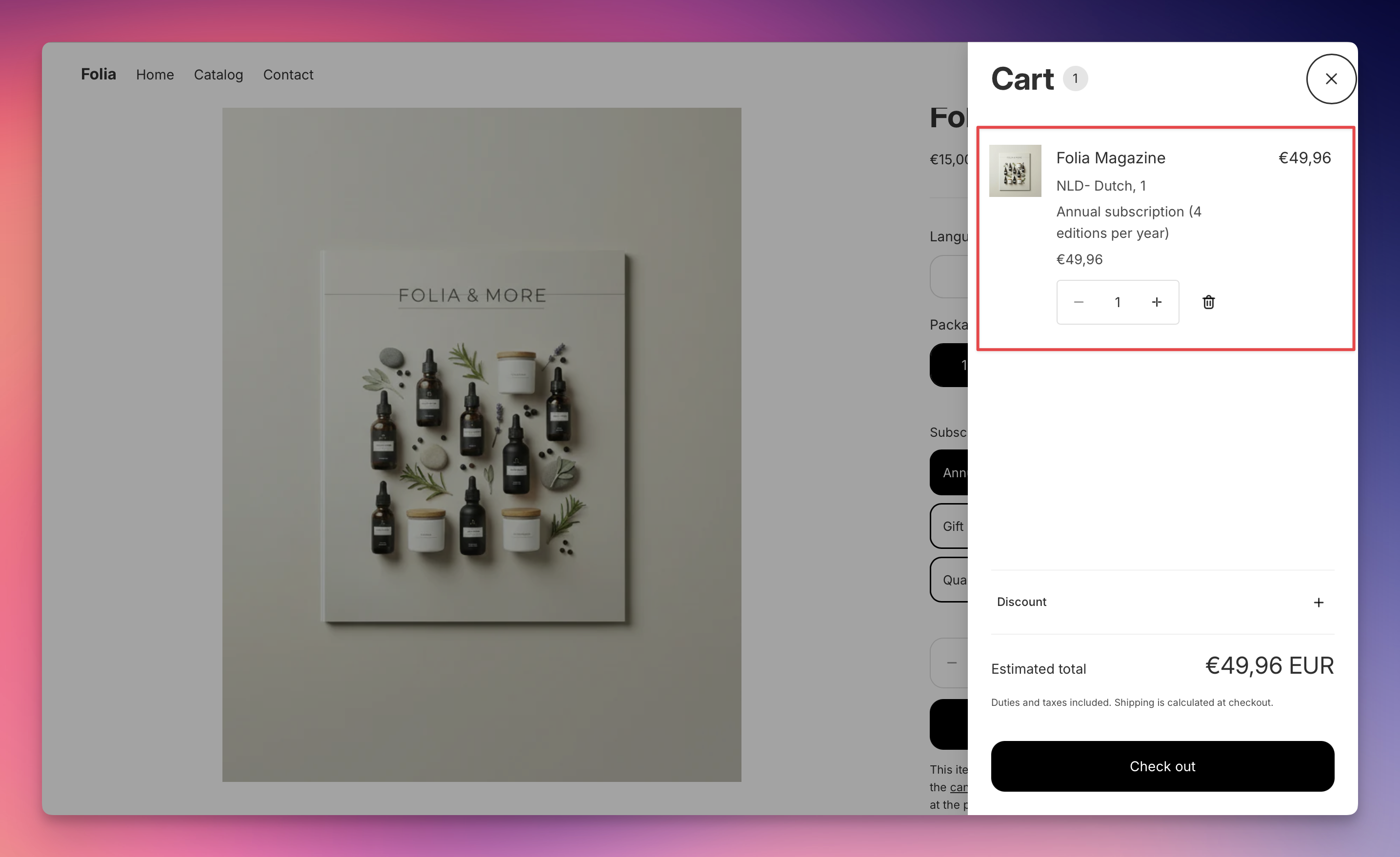 Prepaid plan in cart