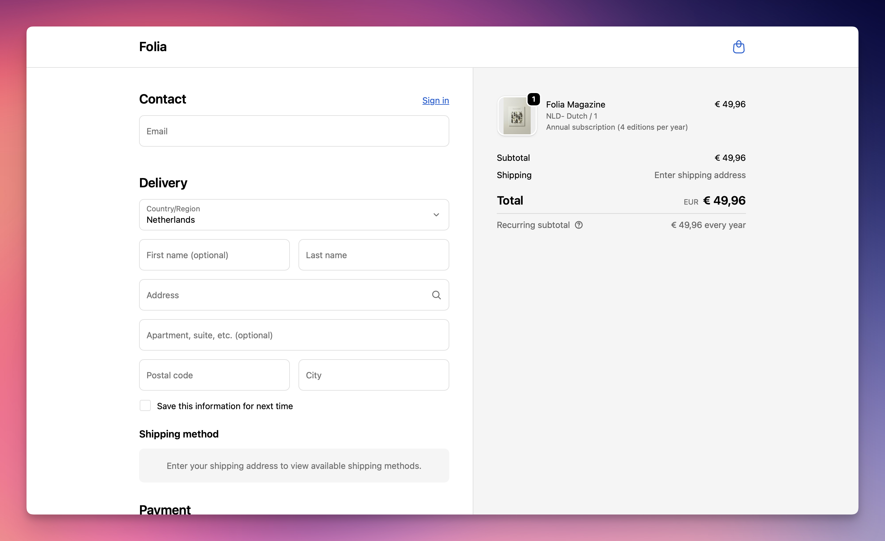 Prepaid plan at checkout
