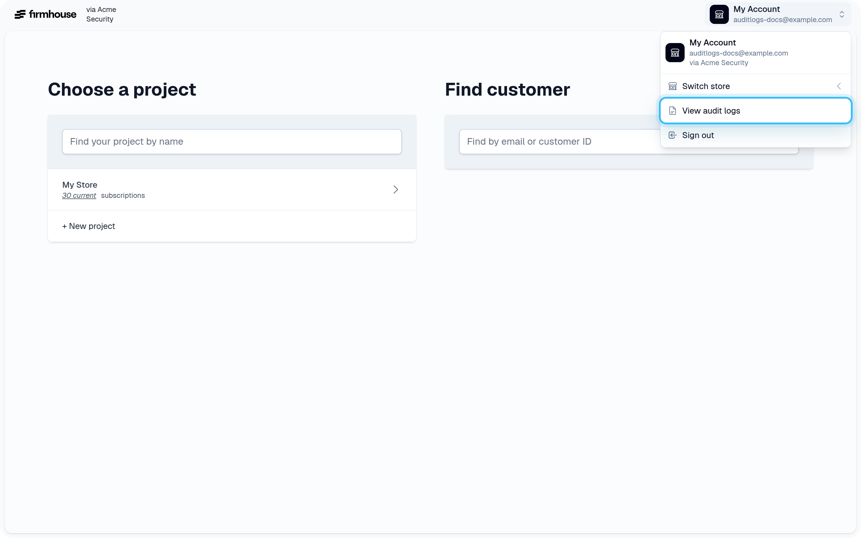 View Audit Logs Menu