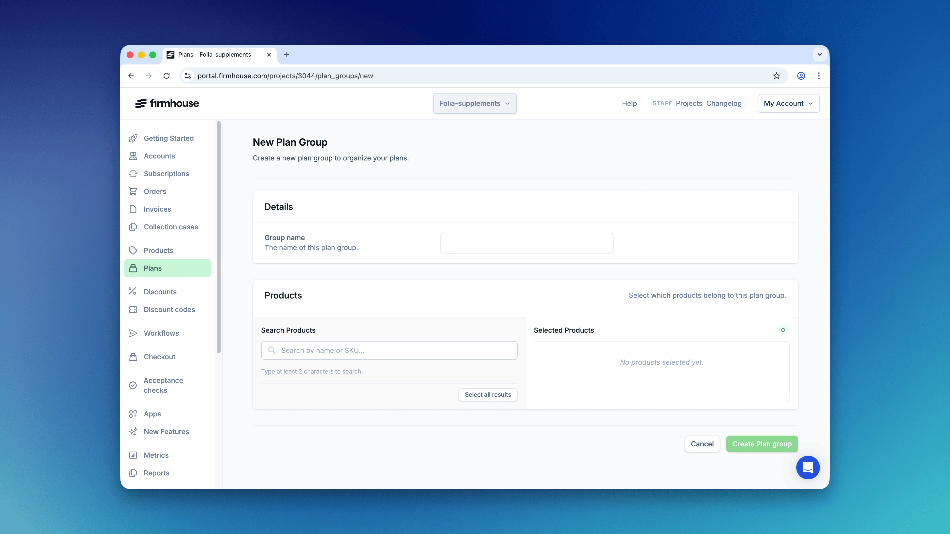 Configure Plan Group 1