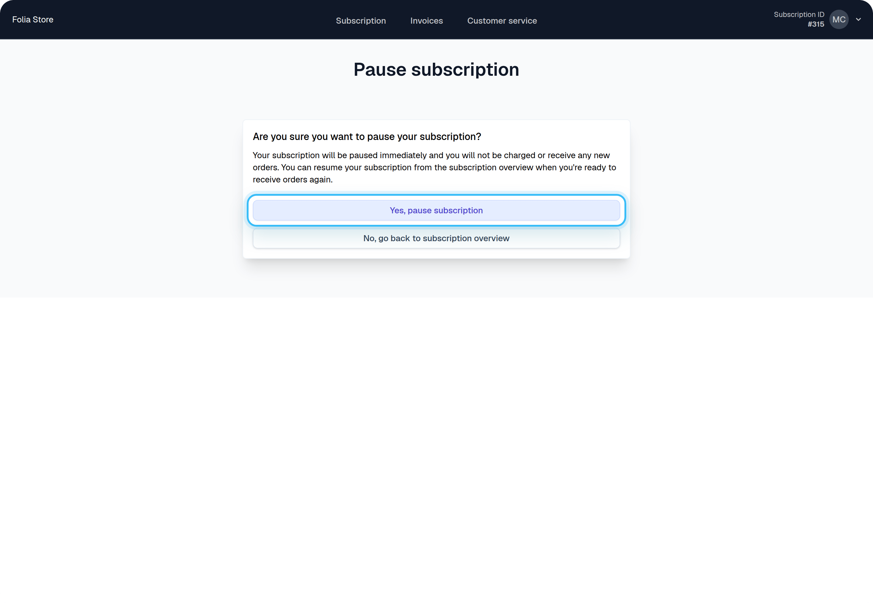 Customer Ssc Pause Confirmation