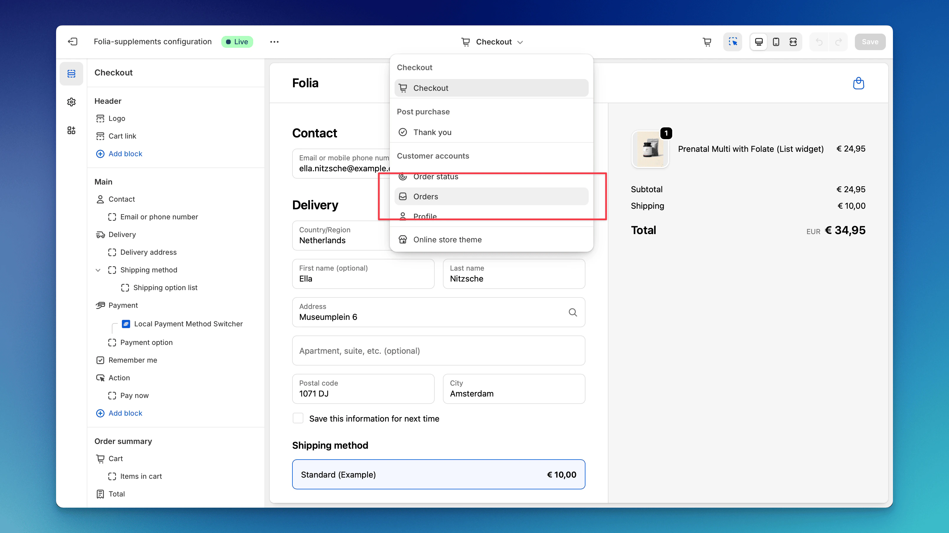 Customer Account Portal Orders Nav