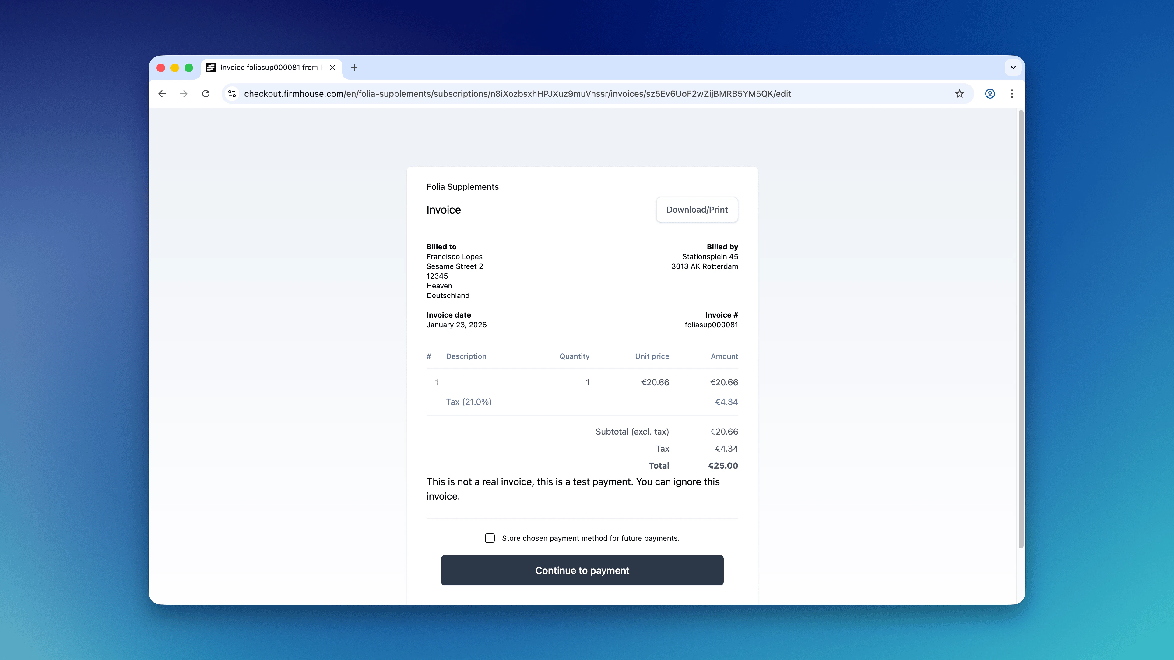 Invoice Payment Page