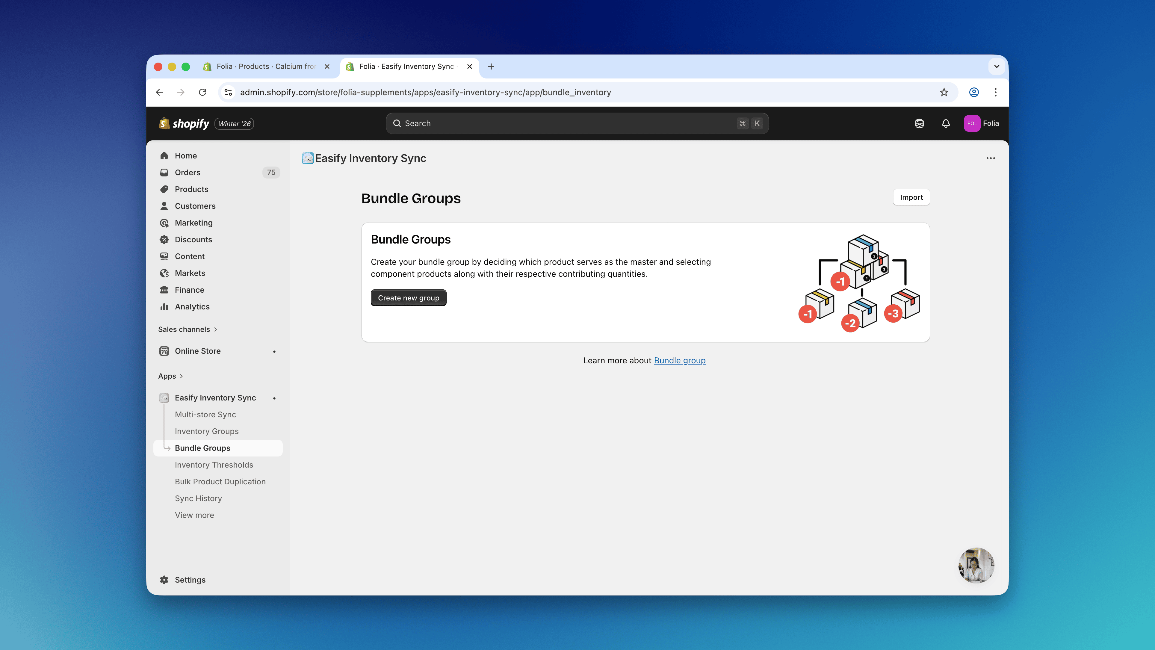 New Bundle Group Button